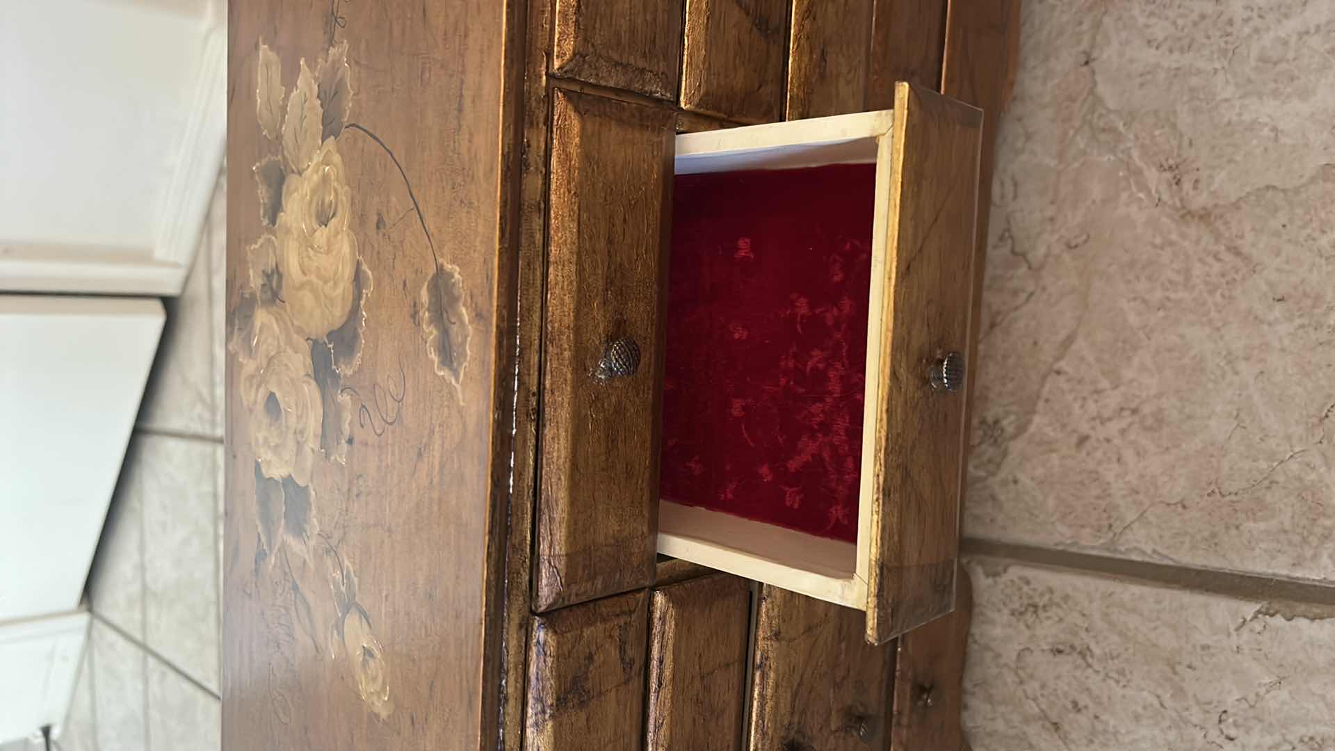 Photo 1 of HANDPAINTED WOOD JEWELRY BOX 19” x 7 1/2” x 12”