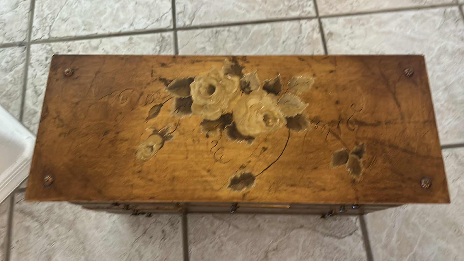 Photo 1 of HANDPAINTED WOOD JEWELRY BOX 19” x 7 1/2” x 12”