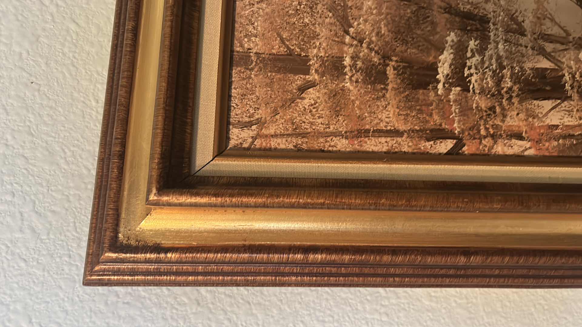 Photo 1 of SIGNED OIL PAINTING, LANDSCAPE 
IN GOLDEN HUES” FRAMED 18” x 31”