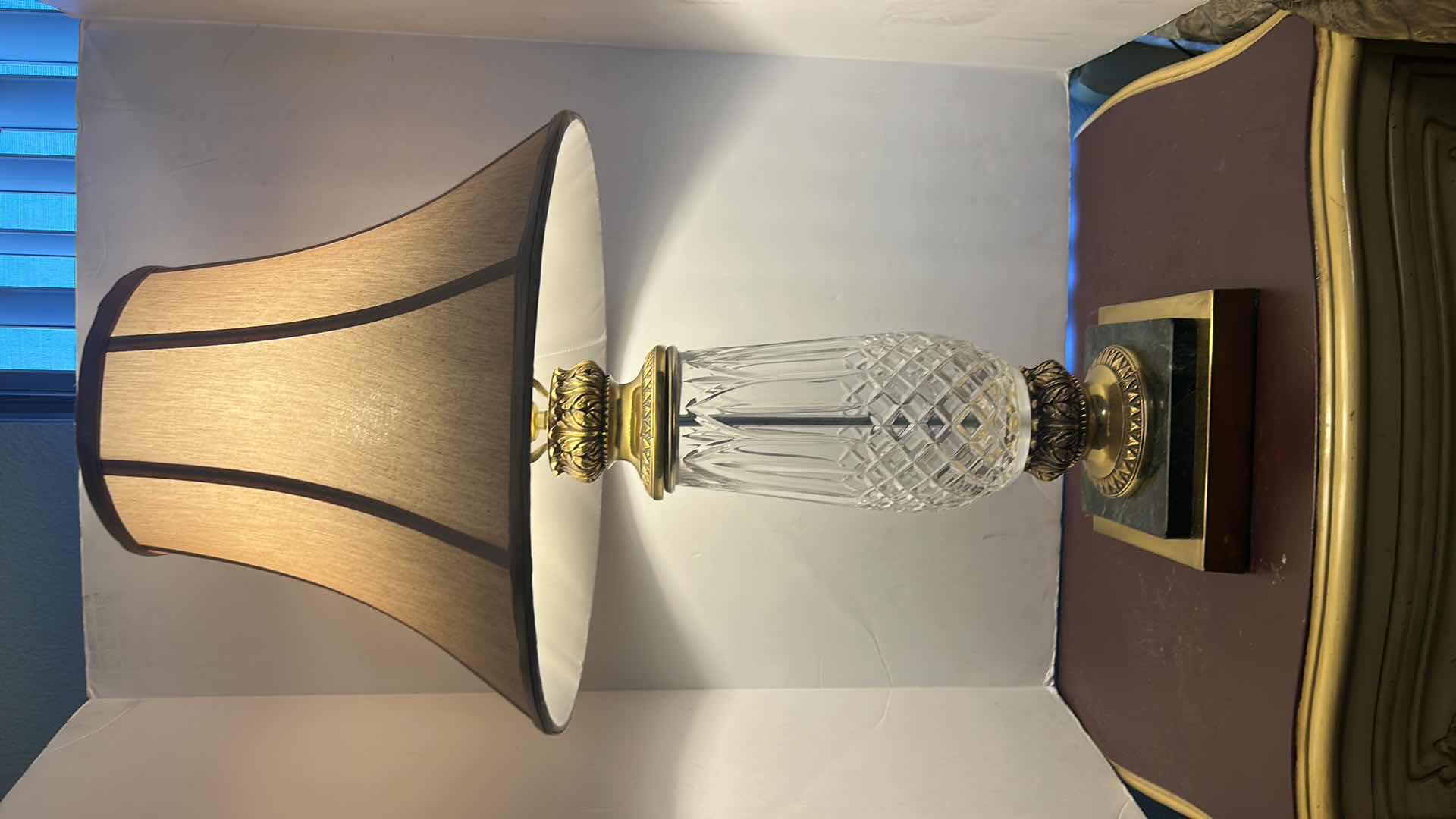 Photo 1 of CRYSTAL BRASS AND MARBLE TABLE LAMP H32”