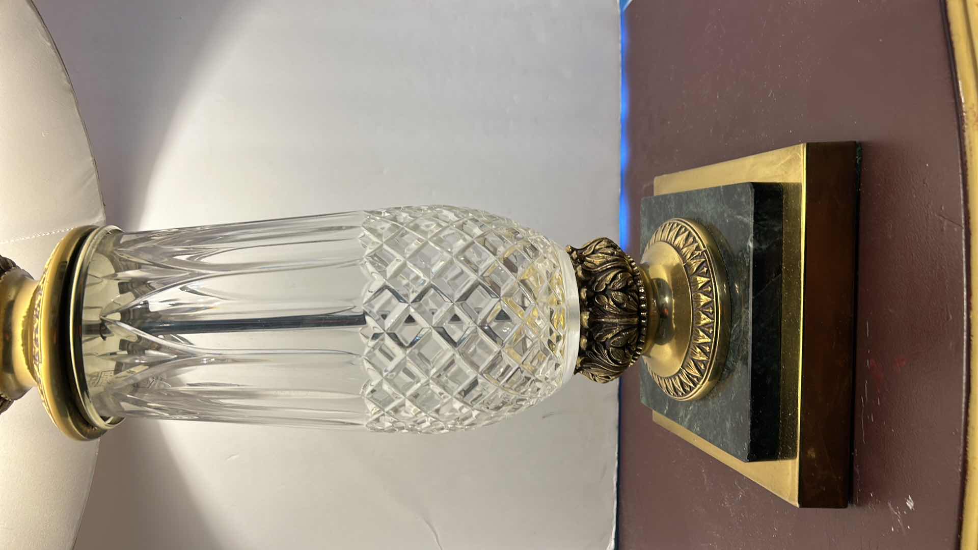 Photo 1 of CRYSTAL BRASS AND MARBLE TABLE LAMP H32”