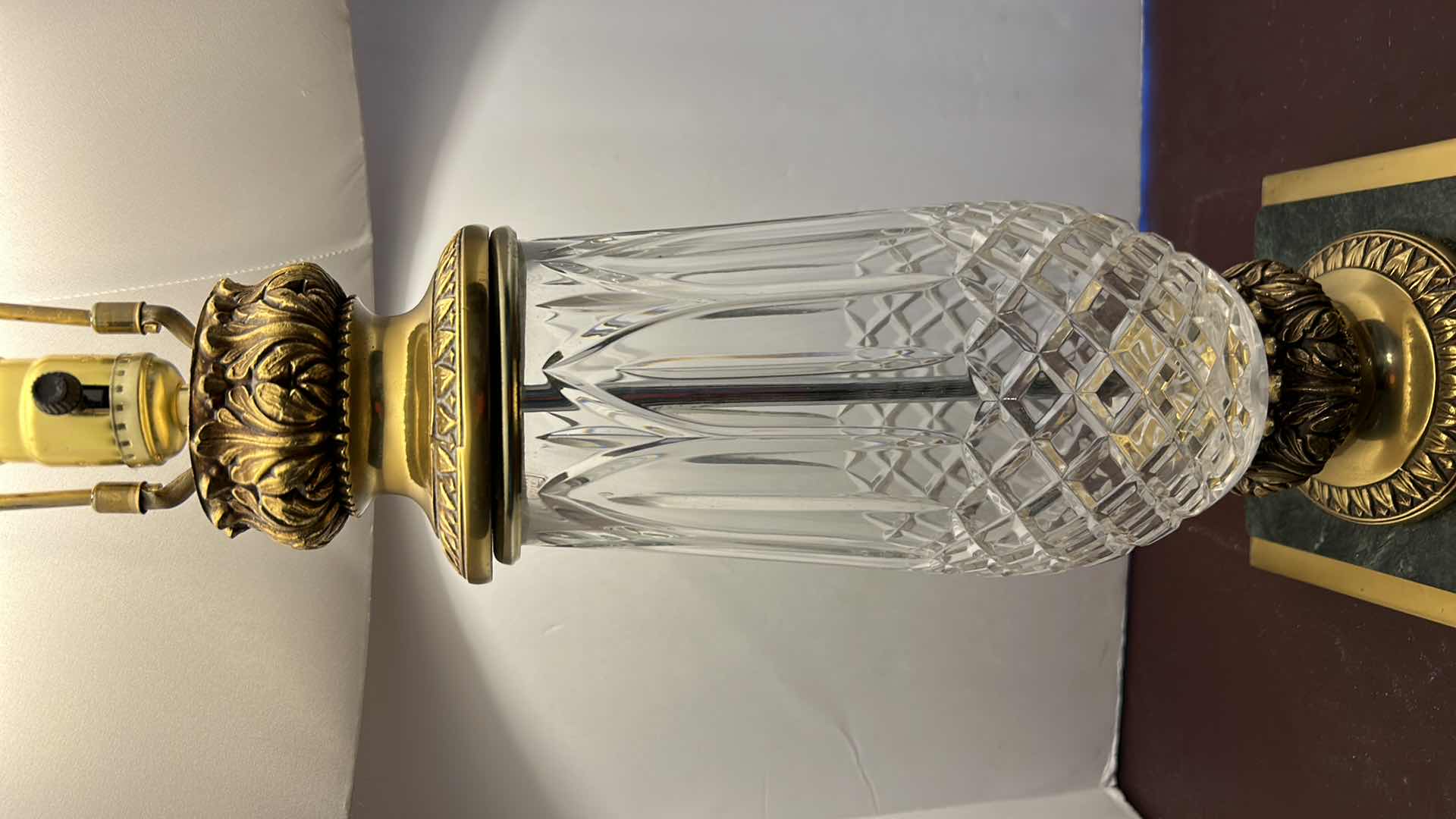 Photo 1 of CRYSTAL BRASS AND MARBLE TABLE LAMP H32”