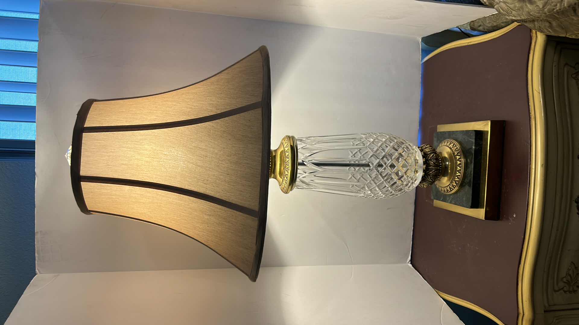 Photo 1 of CRYSTAL BRASS AND MARBLE TABLE LAMP H32”