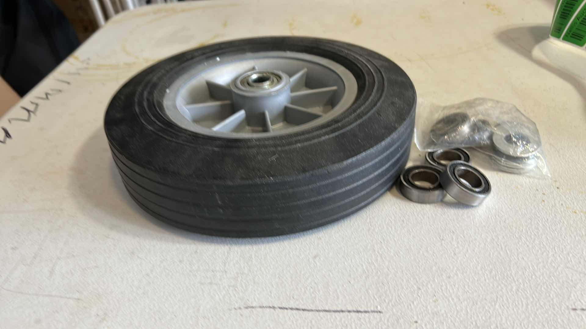 Photo 1 of 10" FLAT PROOF SOLID RUBBER WHEEL 300LB CAPACITY TIRE