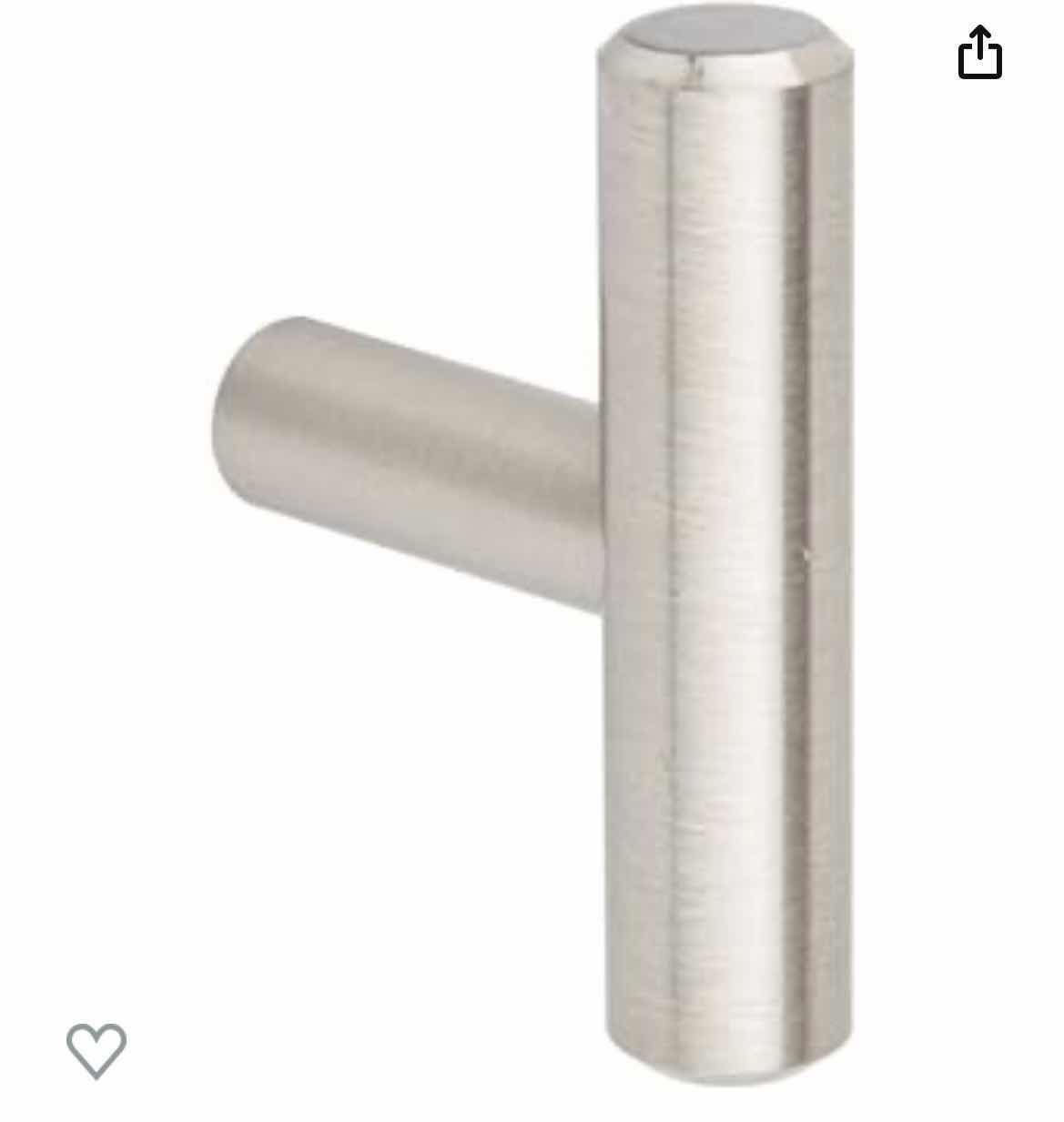 Photo 1 of NEW AMAZON BASICS T-BAR CABINET KNOBS  SATIN NICKEL 2 BOXES OF 10 $18.5 a box