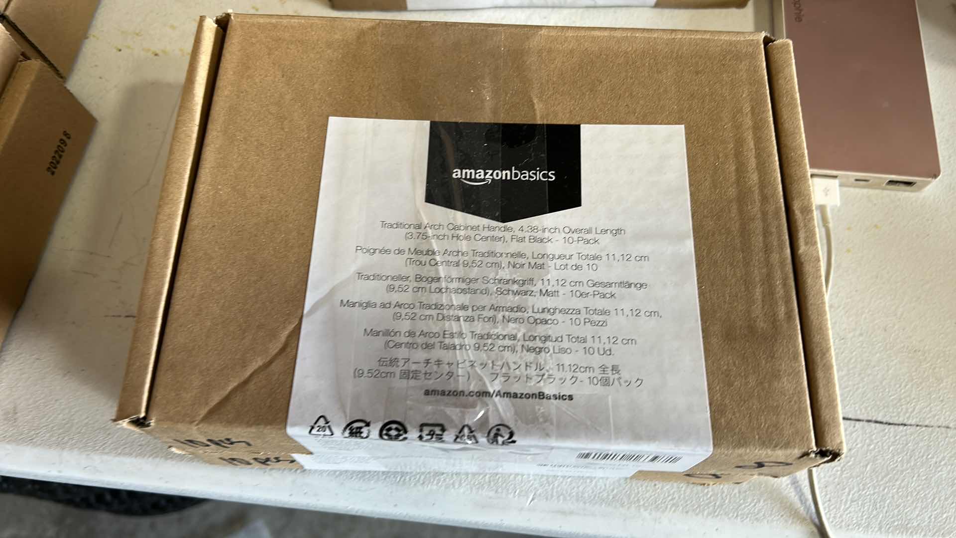 Photo 1 of 2 BOXES AMAZON BASICS TRADITIONAL ARCH CABINET HANDLE FLAT BLACK, 10 EACH BOX 