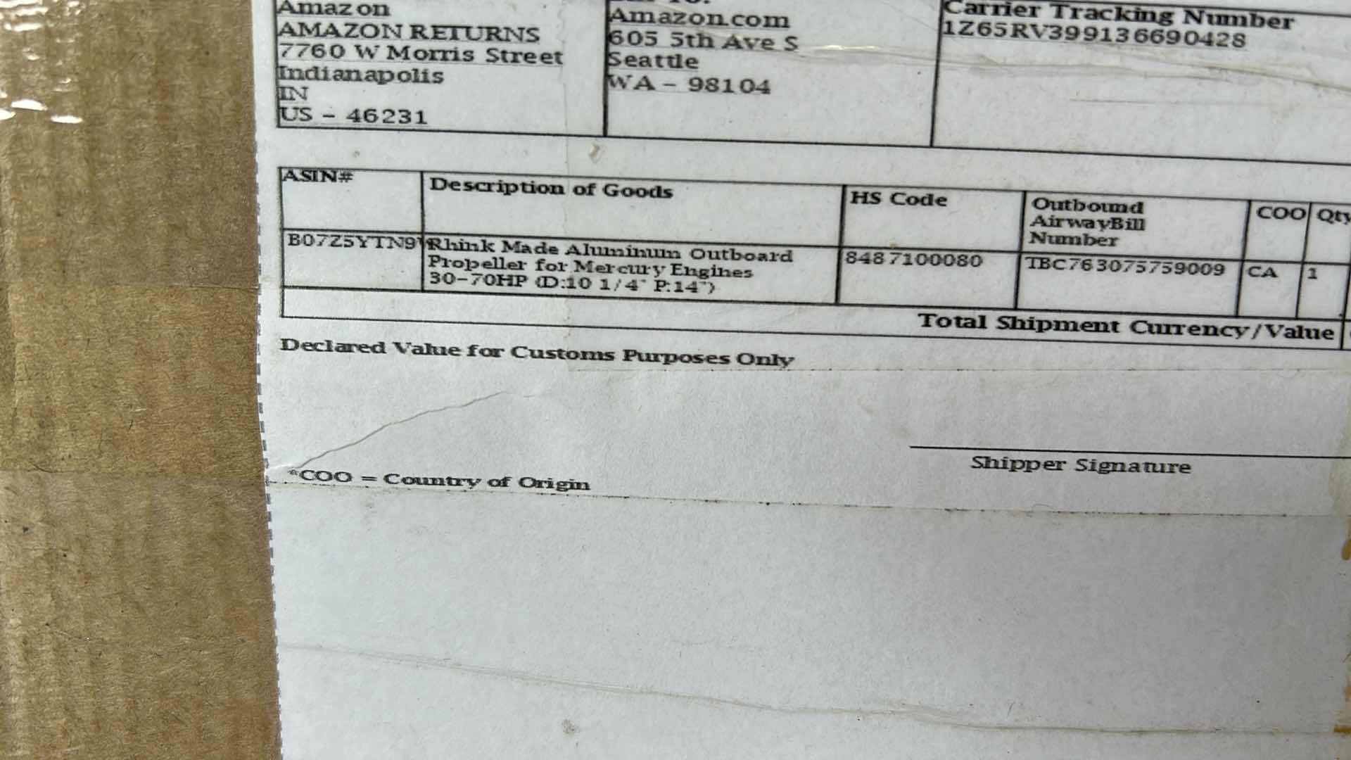 Photo 1 of MARINE 20 1.25x 24 OUTBOARD PROPELLER FOR MERCURY ENGINES 30-70HP