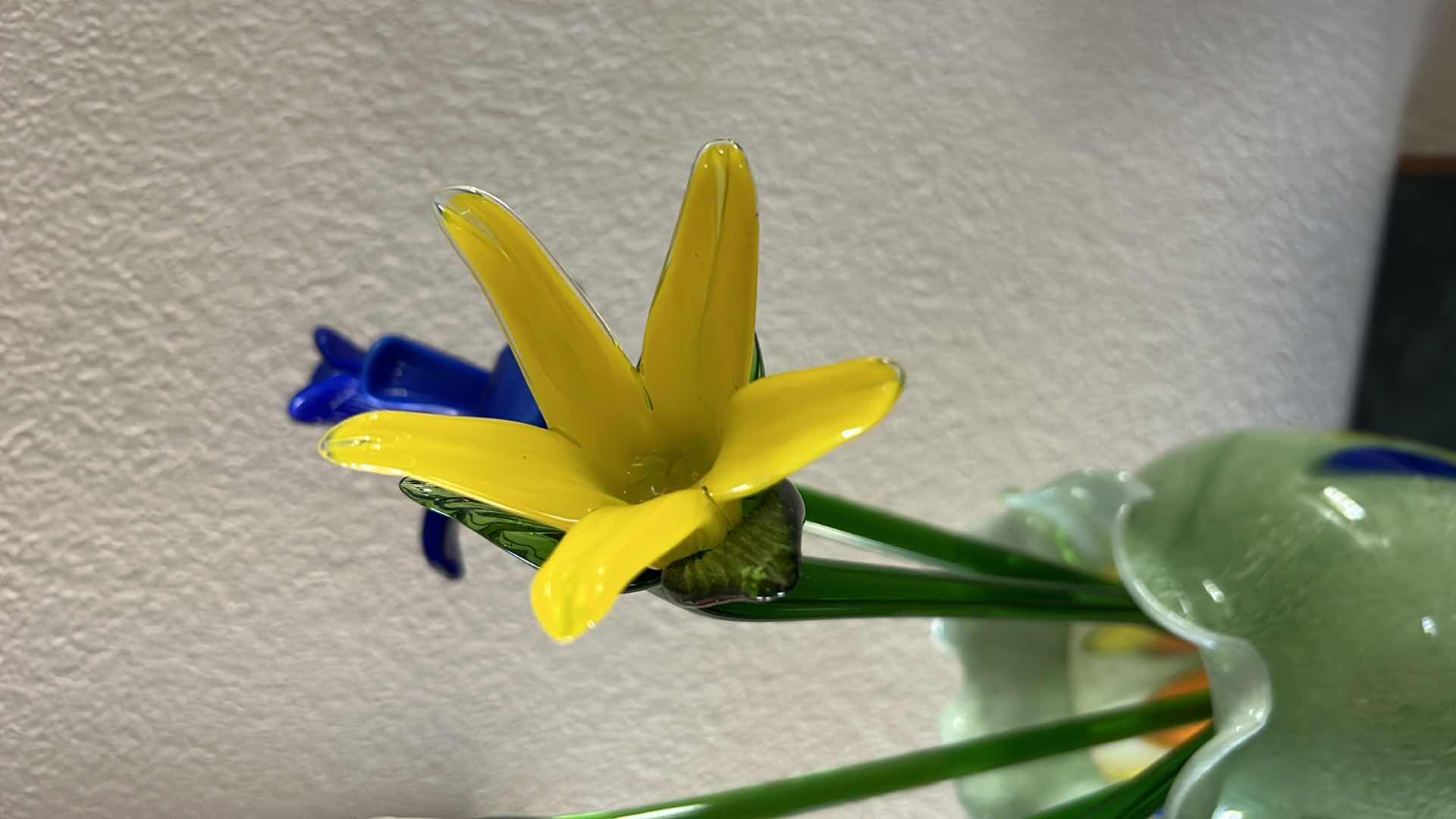 Photo 1 of HOME DECOR- ARTE MURANO ITALY COLORED GLASS VASE WITH GLASS FLOWERS H 22”