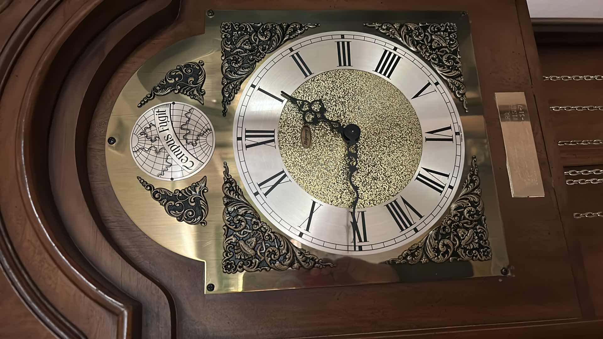 Photo 5 of RIDGEWAY MAHOGANY GRANDFATHER CHIMING CLOCK 21” x 11” x 6’