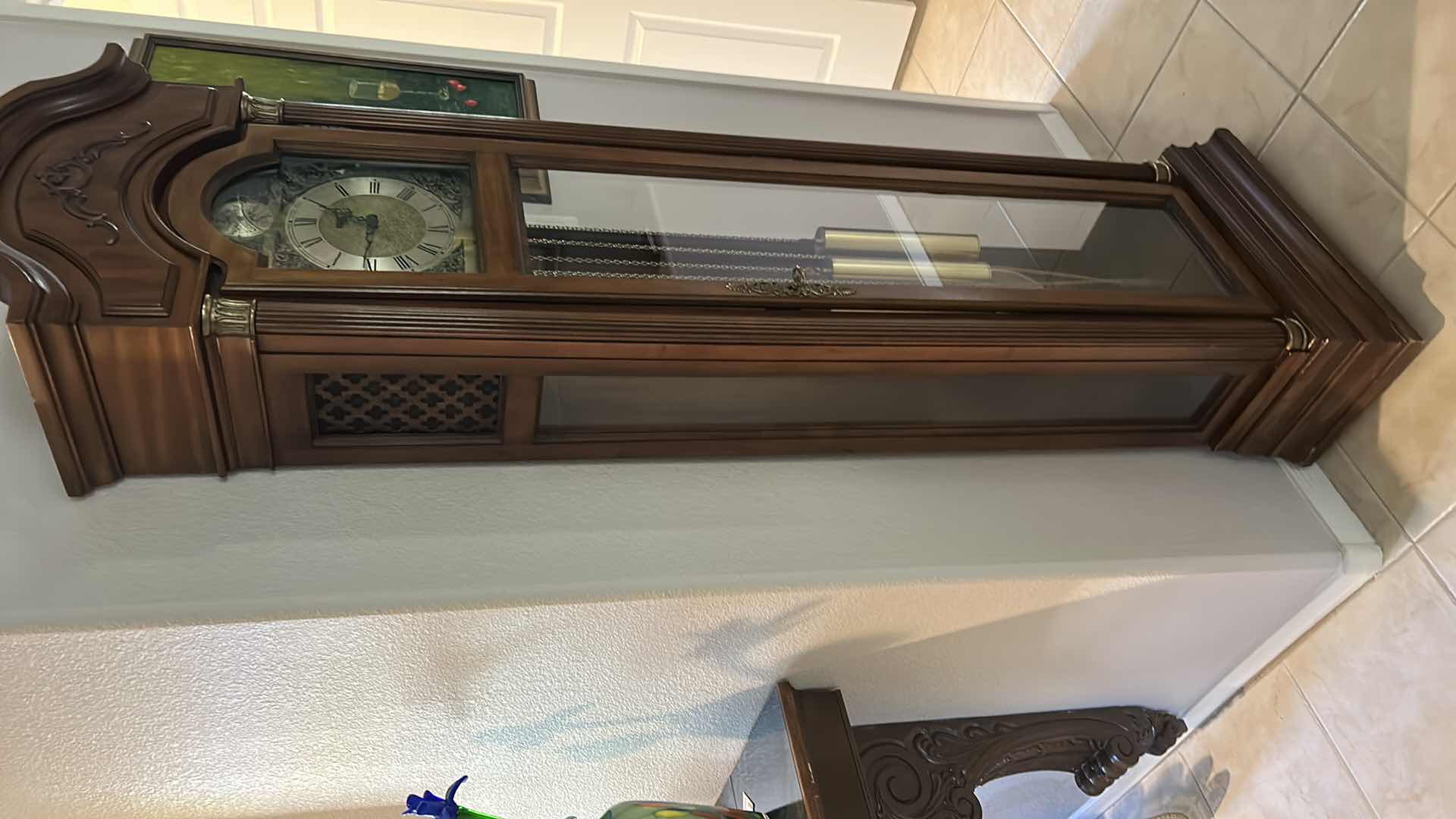 Photo 2 of RIDGEWAY MAHOGANY GRANDFATHER CHIMING CLOCK 21” x 11” x 6’