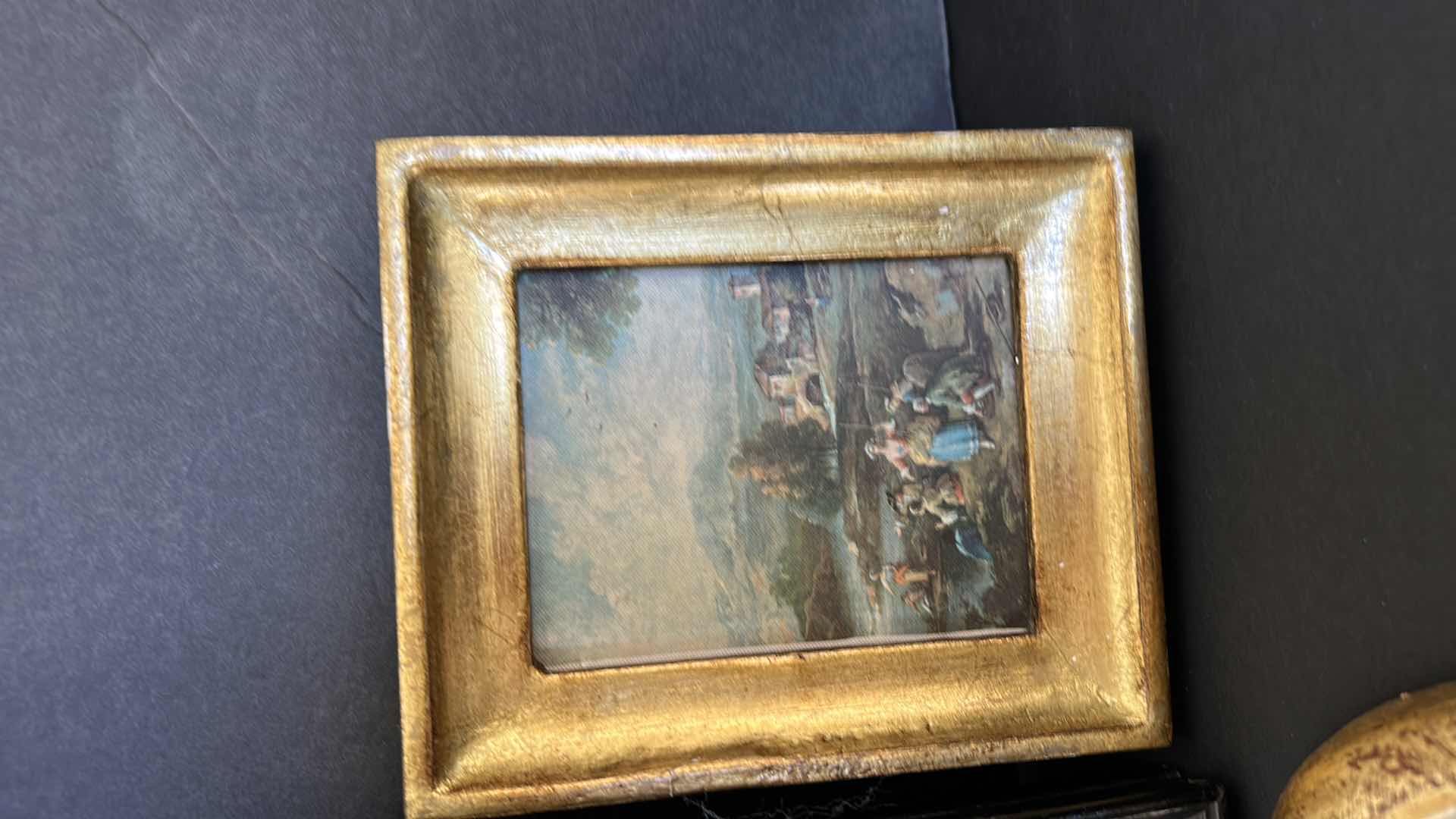 Photo 1 of HOME DECOR ASSORTMENT, NEEDLE POINT PEACOCK 12.5” x 12.5” ITALIAN ARTWORK IN GOLD FRAMES AND 3 ITALIAN GOLD FRAMED HEART MIRRORS