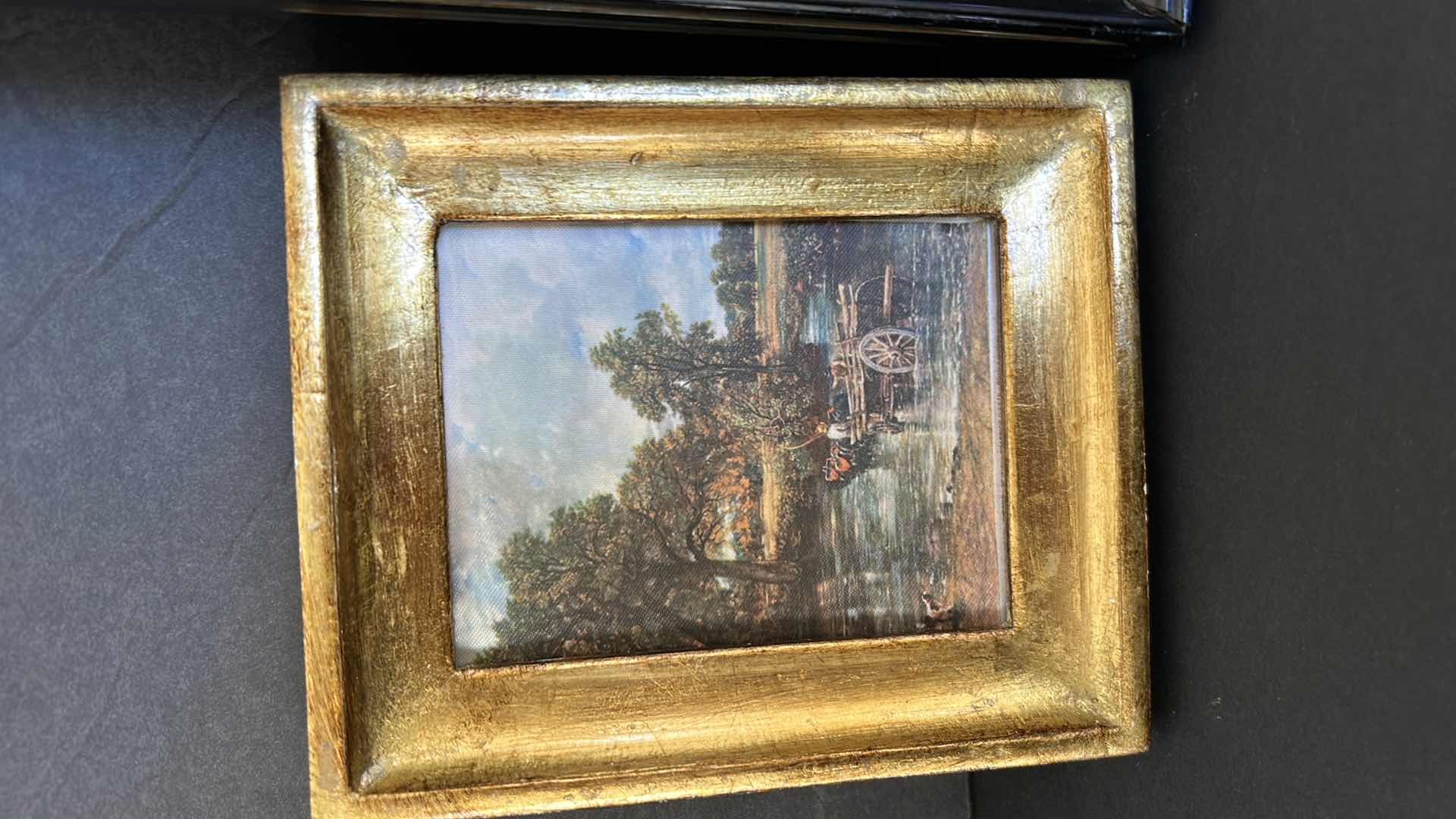 Photo 1 of HOME DECOR ASSORTMENT, NEEDLE POINT PEACOCK 12.5” x 12.5” ITALIAN ARTWORK IN GOLD FRAMES AND 3 ITALIAN GOLD FRAMED HEART MIRRORS