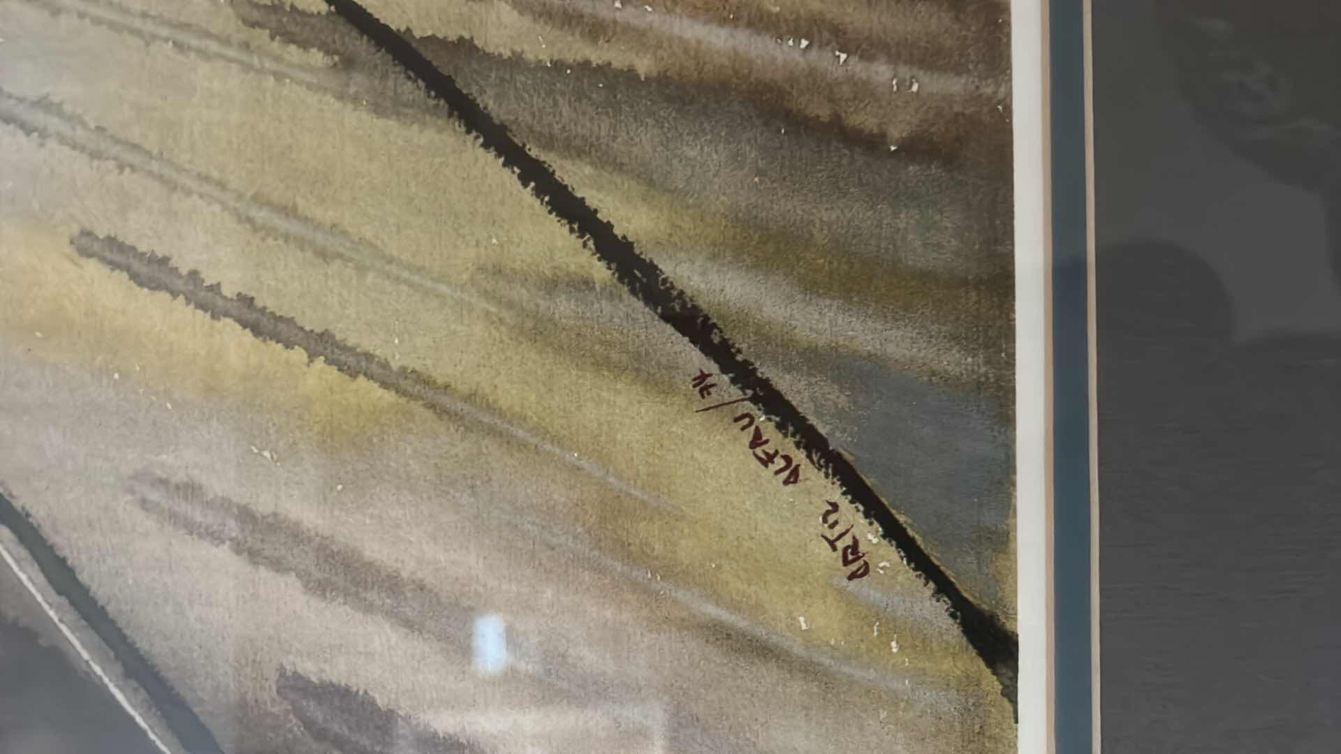 Photo 1 of WALL DECOR- ARTIST SIGNED WATERCOLOR “BOATS”, FRAMED ARTWORK 28” x 35”