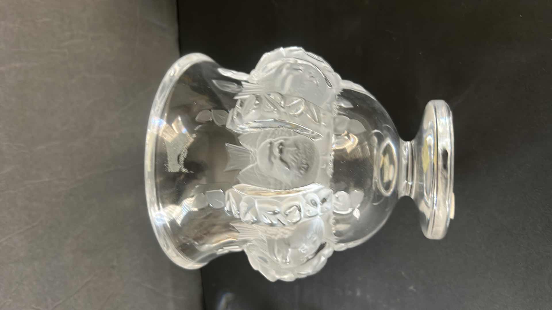 Photo 1 of CRISTAL LALIQUE PARIS DAMPIERRE 5” VASE $990
