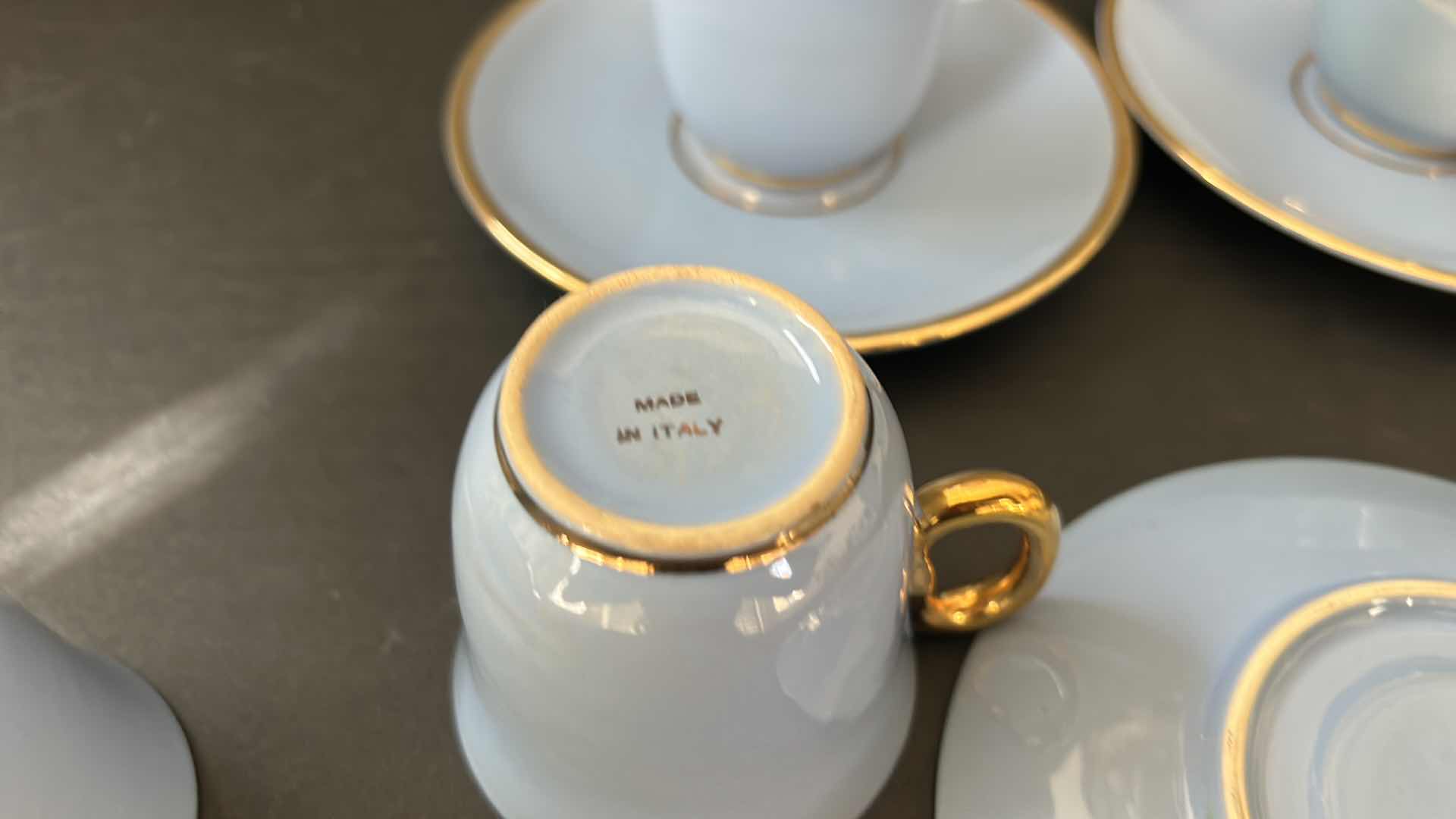 Photo 1 of FRENCH GOLD TIPPED BLUE PORCELAIN TEA CUPS, LENOX VASE H10.75” AND MORE