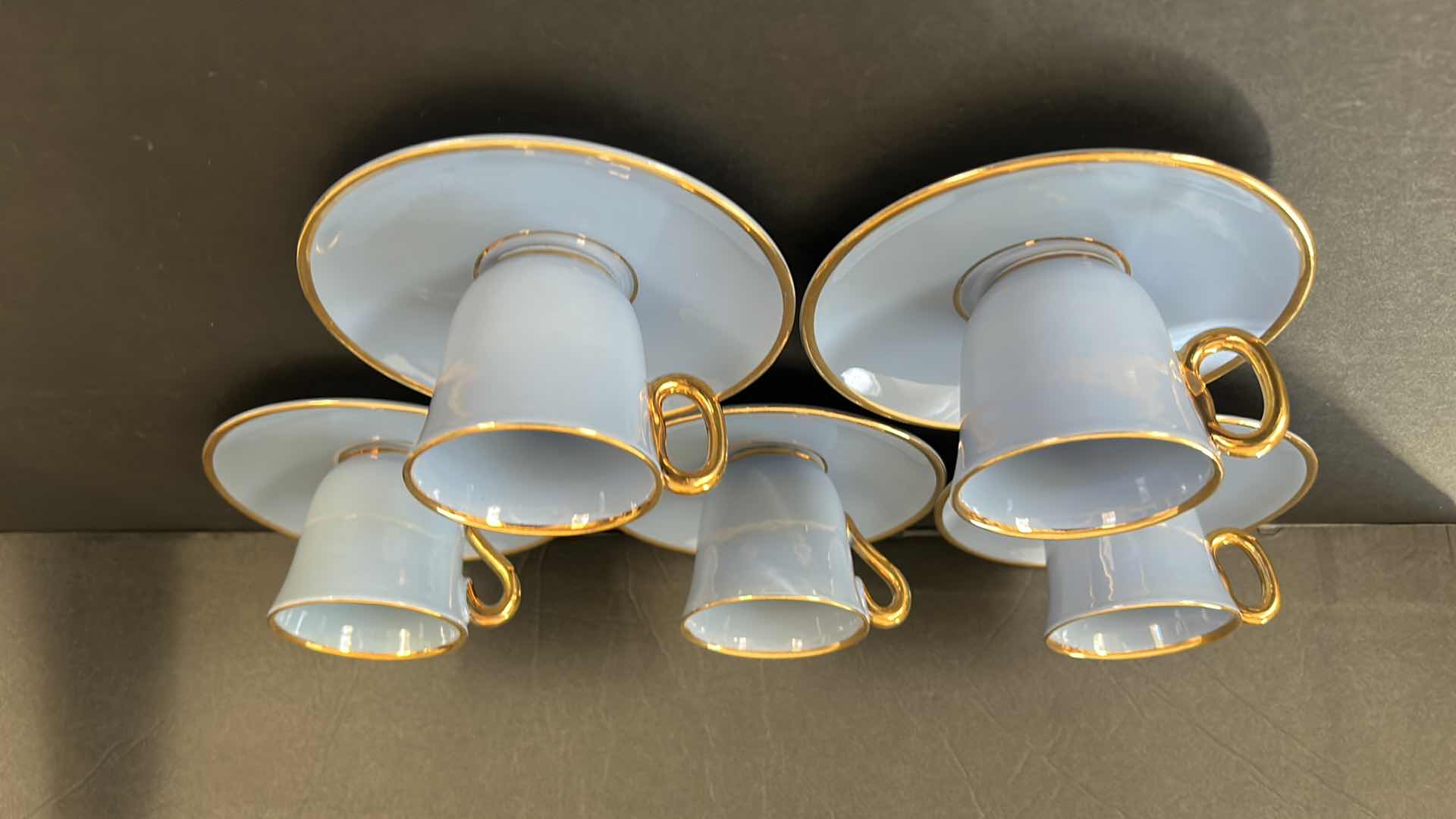 Photo 1 of FRENCH GOLD TIPPED BLUE PORCELAIN TEA CUPS, LENOX VASE H10.75” AND MORE
