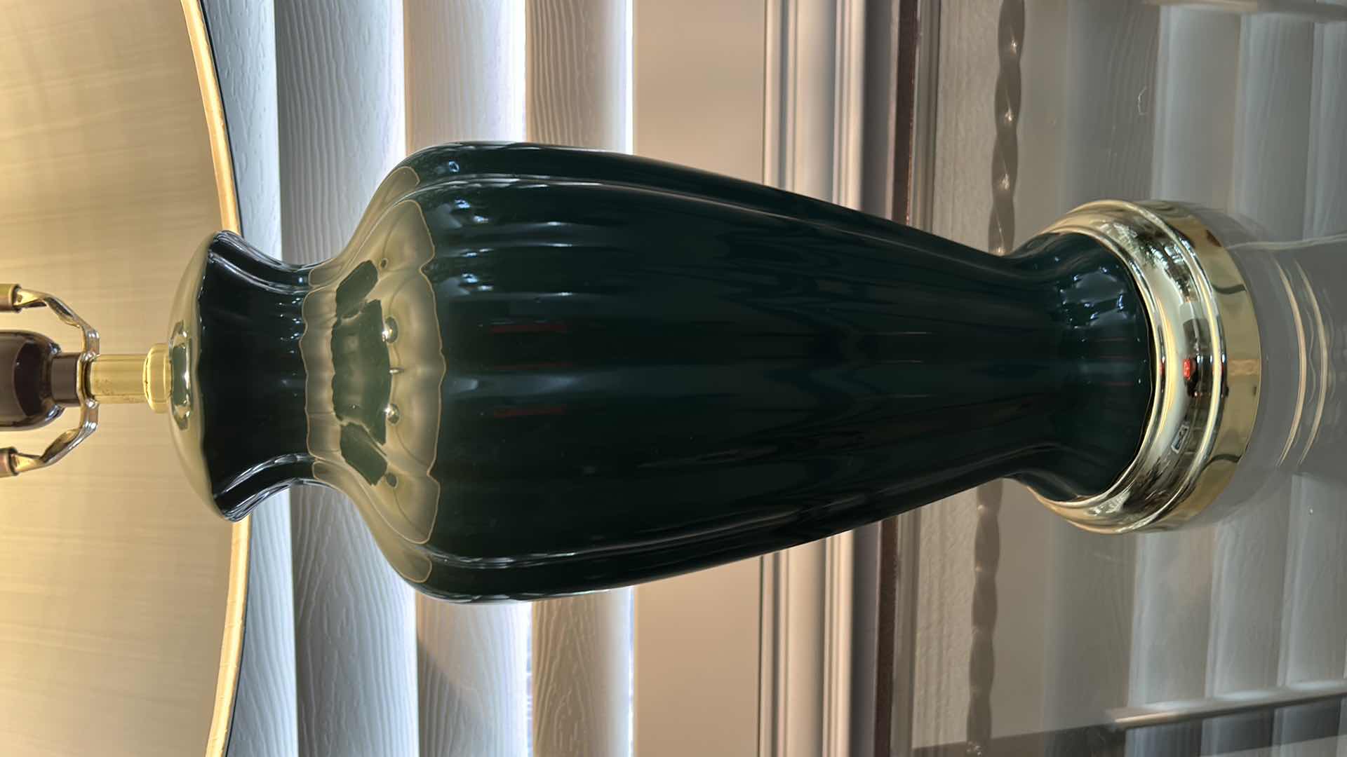 Photo 1 of METAL GLASS TOP TABLE WITH TABLE LAMP 28” x 22” x 24”