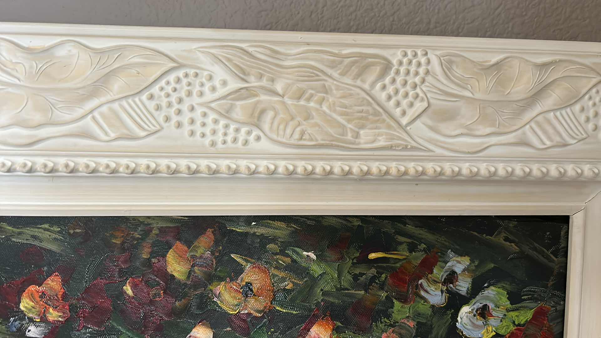 Photo 1 of LARGE TEXTURED PAINT ON CANVAS, SEASIDE VILLAGE FRAMED ARTWORK 56” x 44”