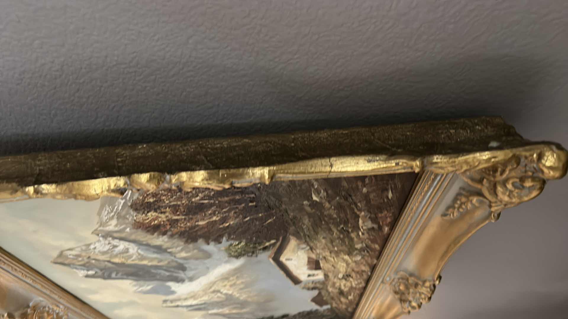 Photo 1 of WALL DECOR - SIGNED PAINT ON CANVAS LANDSCAPE, ORNATE GOLD FRAMED ARTWORK 34” x 25”