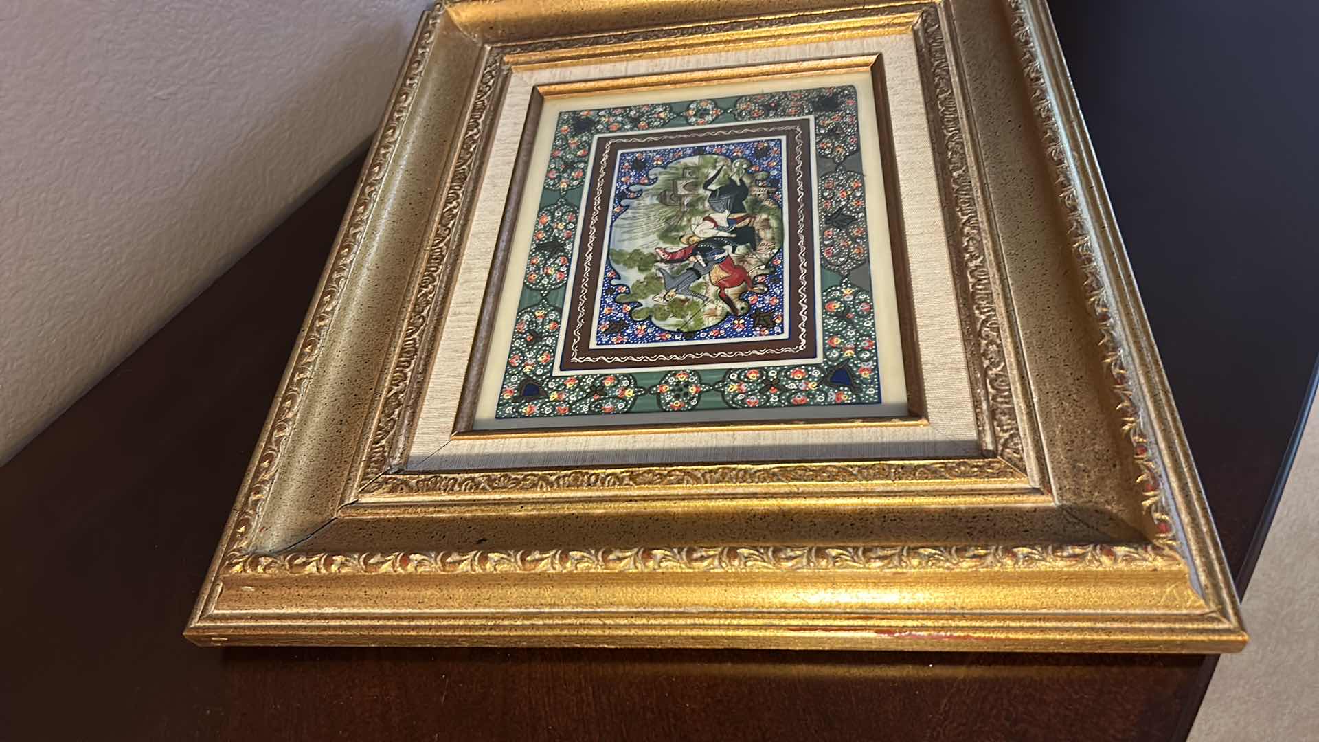 Photo 1 of WALL DECOR -“POLO MATCH” ORNATE GOLD FRAMED 17 1/2” x 15 1/2”