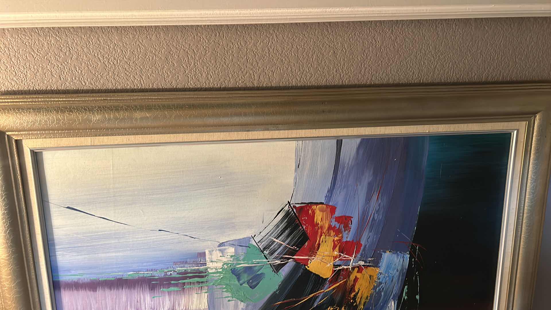 Photo 1 of WALL DECOR- ABSTRACT COLORFUL TEXTURED ARTWORK FRAMED 31 1/2” x 44”