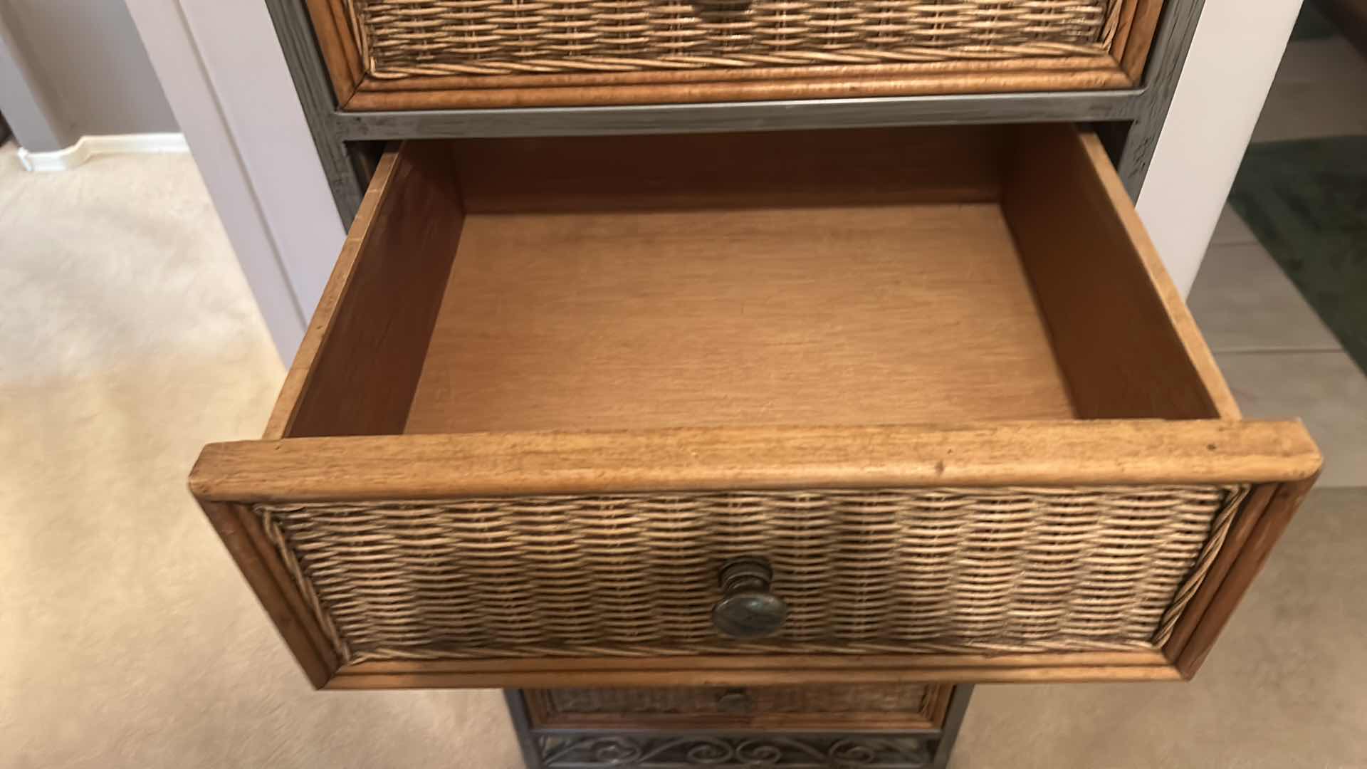 Photo 1 of RATAN AND METAL CHEST OF DRAWERS 21 1/4“ x 19“ x 47“