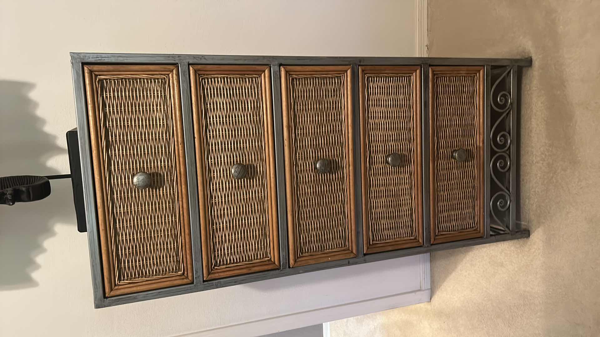 Photo 1 of RATAN AND METAL CHEST OF DRAWERS 21 1/4“ x 19“ x 47“