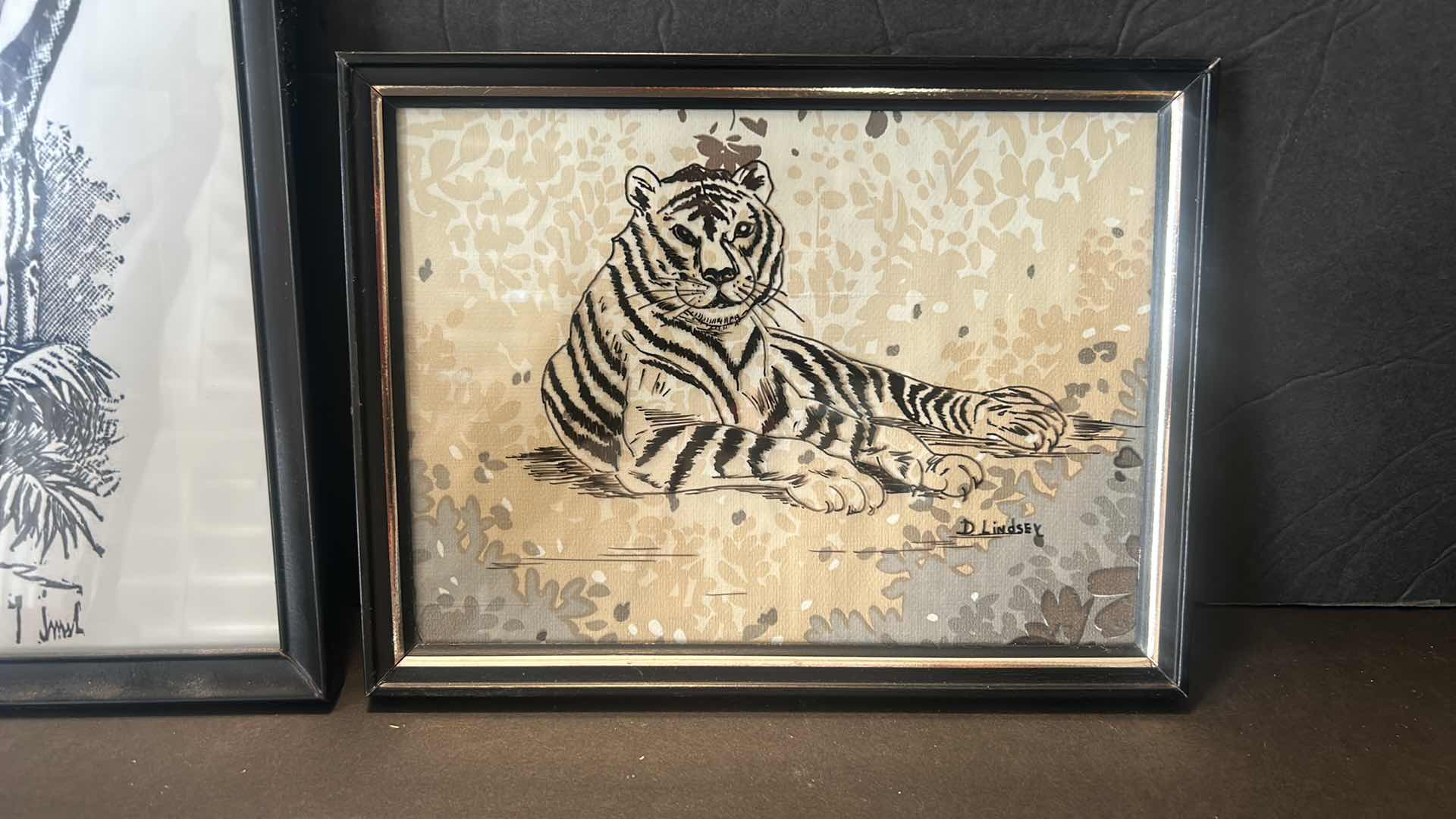 Photo 1 of HOME DECOR ASSORTMENT- 2 PAINTED WOOD GIRAFFES  H12” AND ARTWORK