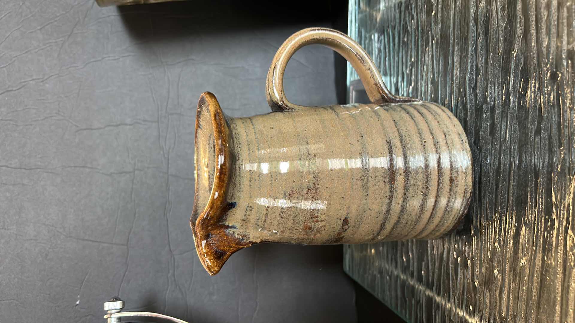 Photo 5 of BATHROOM ASSORTMENT- SCALE, LIGHTED MIRROR, GLAZED SIGNED POTTERY, AND MORE