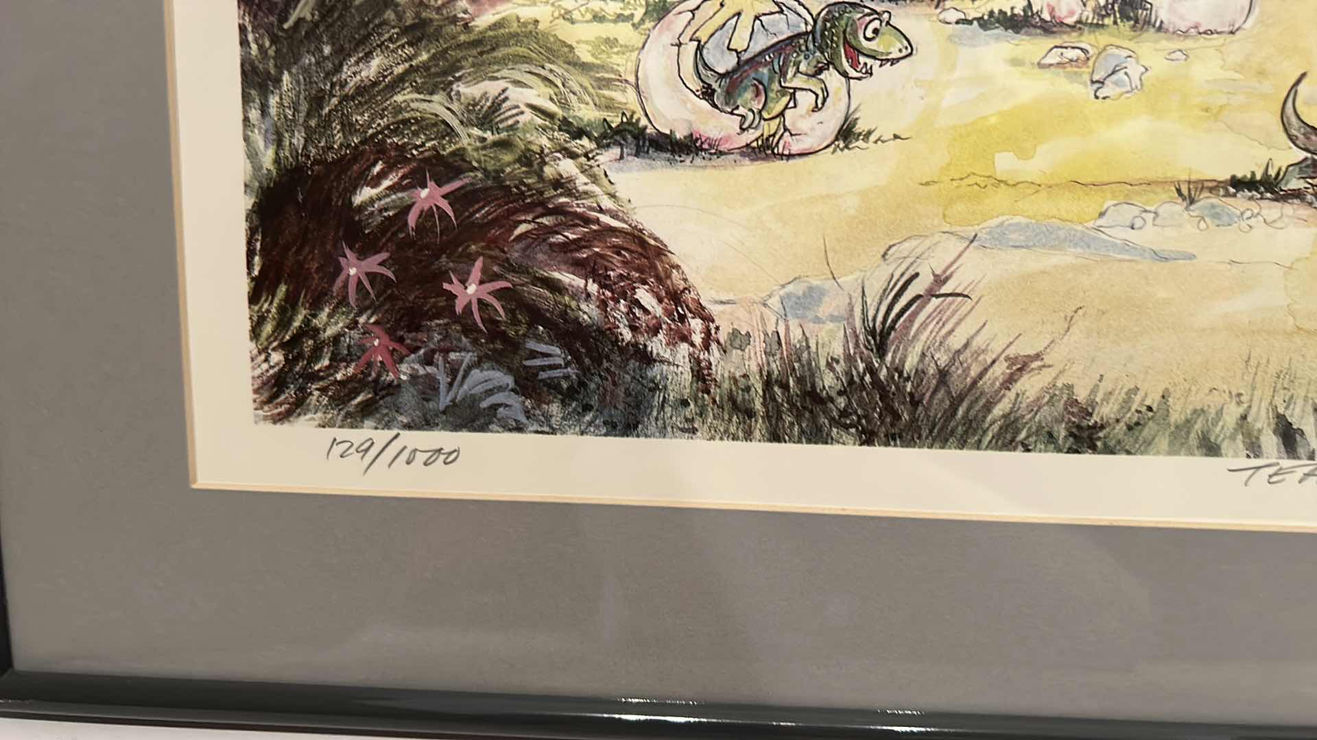 Photo 3 of RARE SIGNED NUMBERED 129/1000 ARTIST SIGNED RODECKER ‘87 ENTITLED “TEASING GRANDPA, FRAMED ARTWORK 24 1/2” x 19”