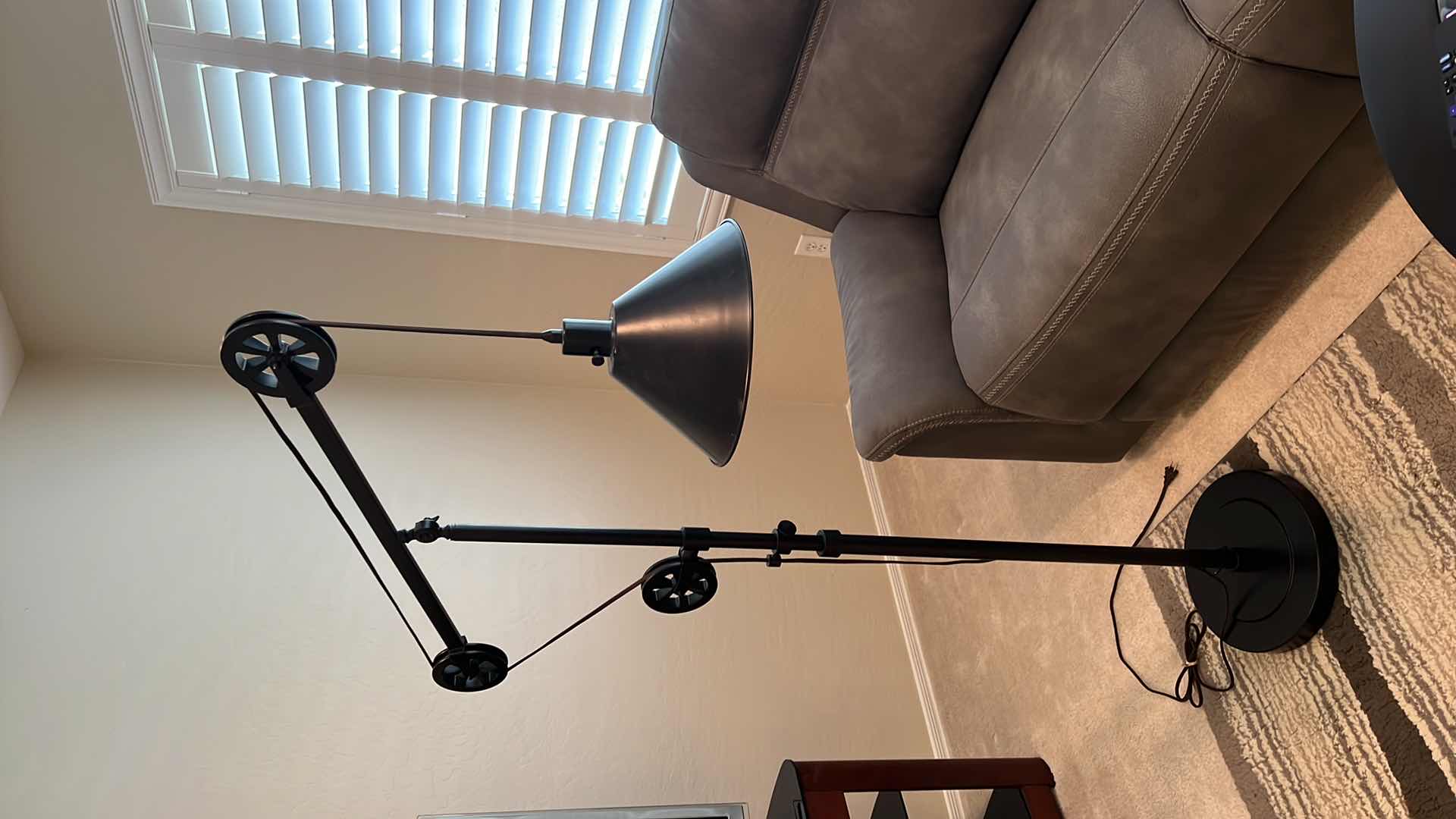 Photo 1 of INDUSTRIAL-STYLE BLACK METAL FLOOR LAMP H68”