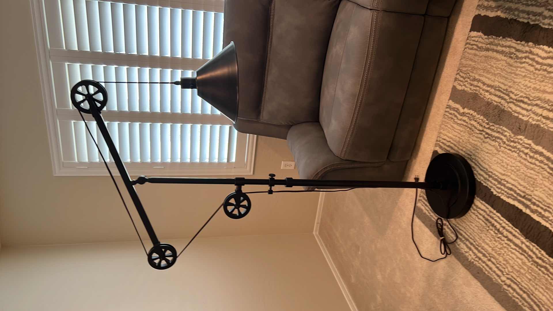 Photo 1 of INDUSTRIAL-STYLE BLACK METAL FLOOR LAMP H68”