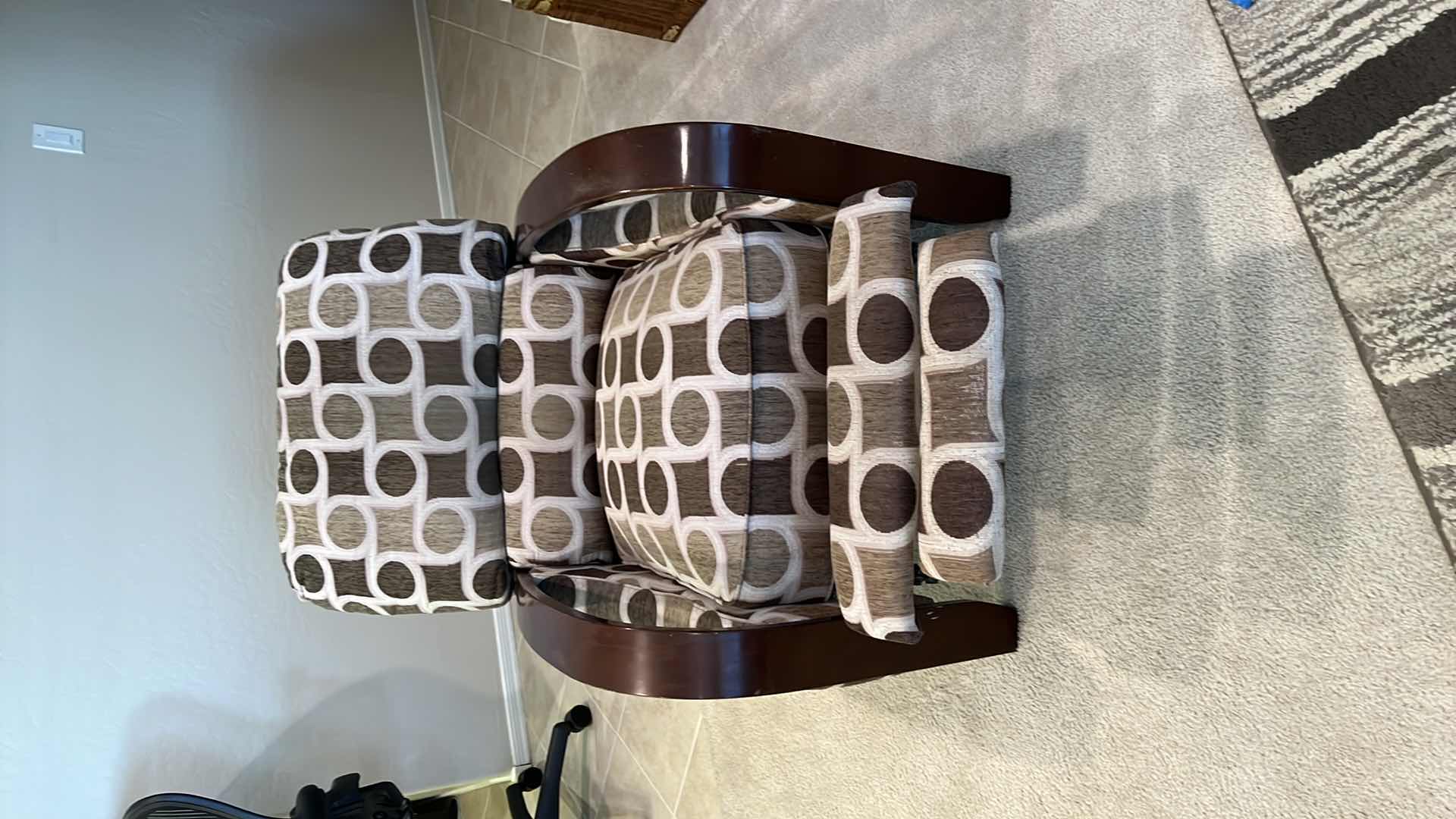 Photo 4 of MODERN GEOMETRIC FABRIC W WOOD ARMS RECLINER