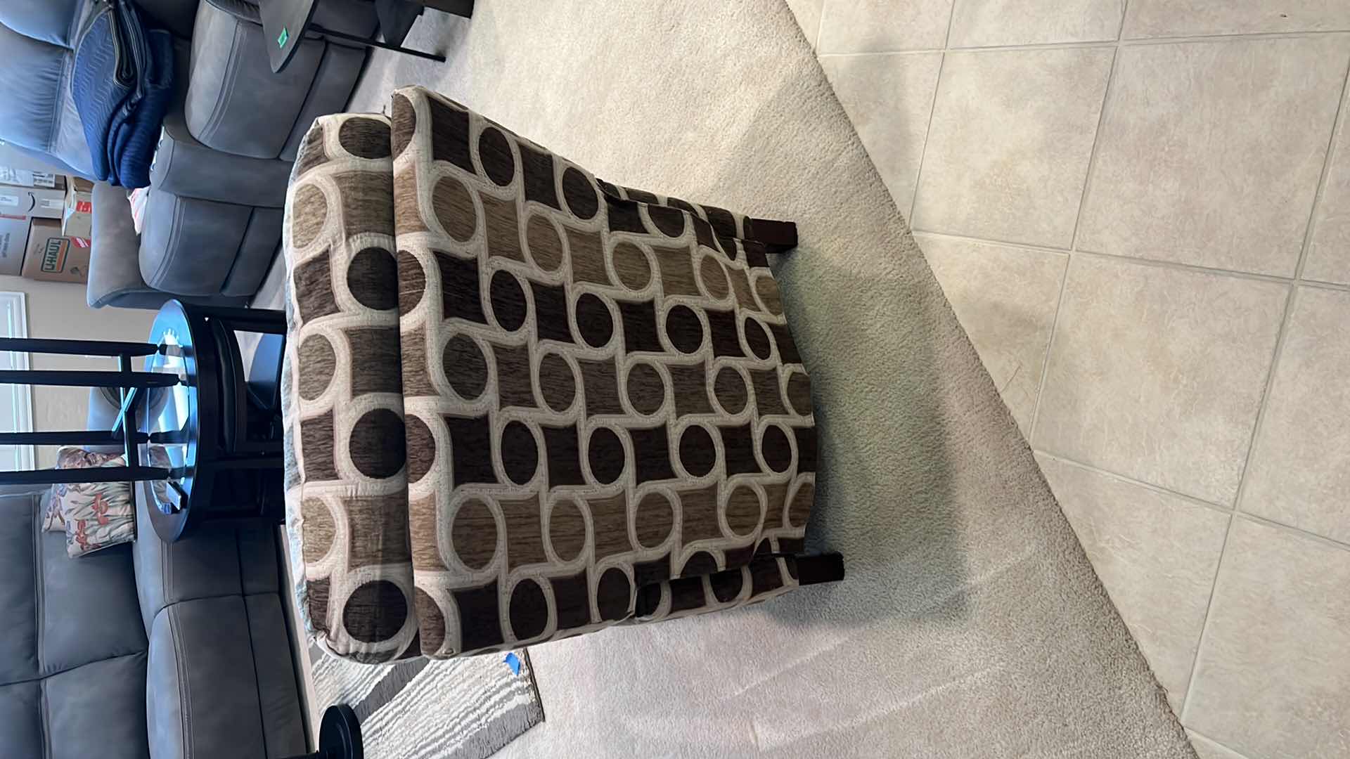 Photo 3 of MODERN GEOMETRIC FABRIC W WOOD ARMS RECLINER