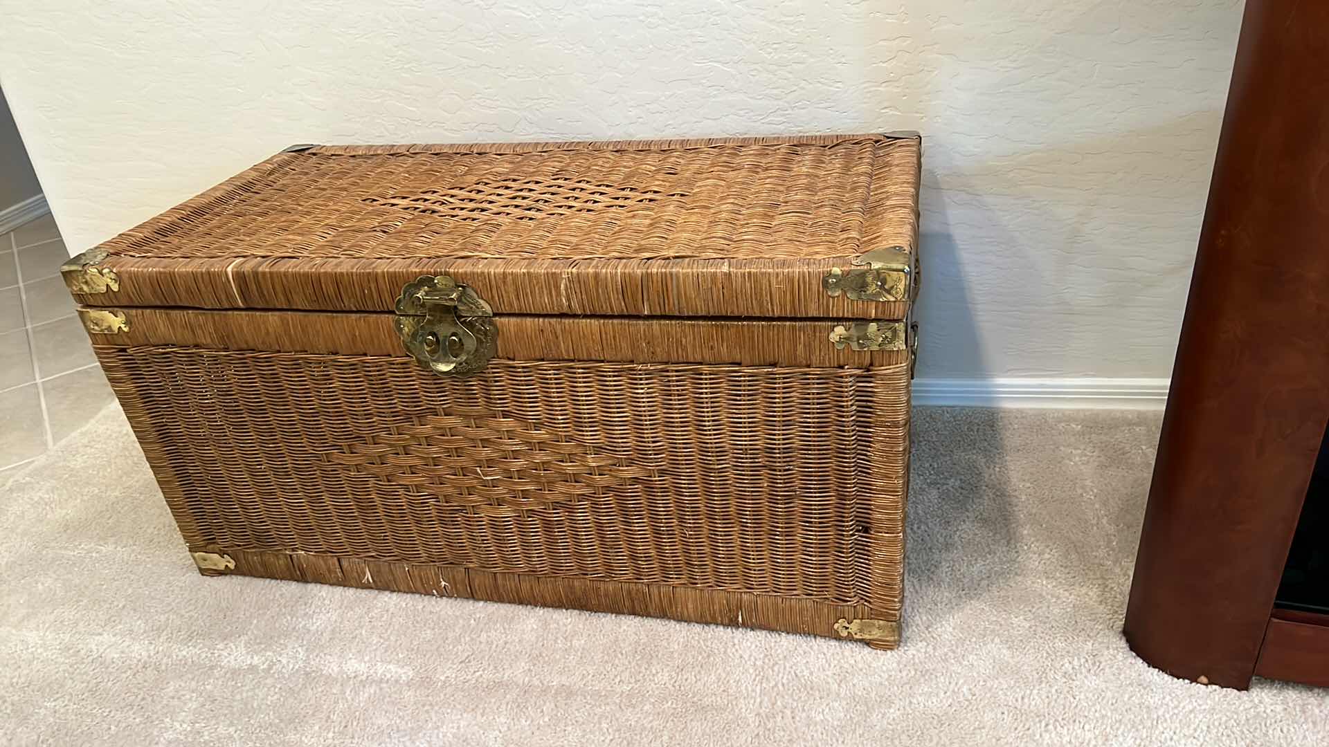 Photo 1 of WICKER W BRASS ACCENTS STORAGE CHEST 32” x 16” H16”