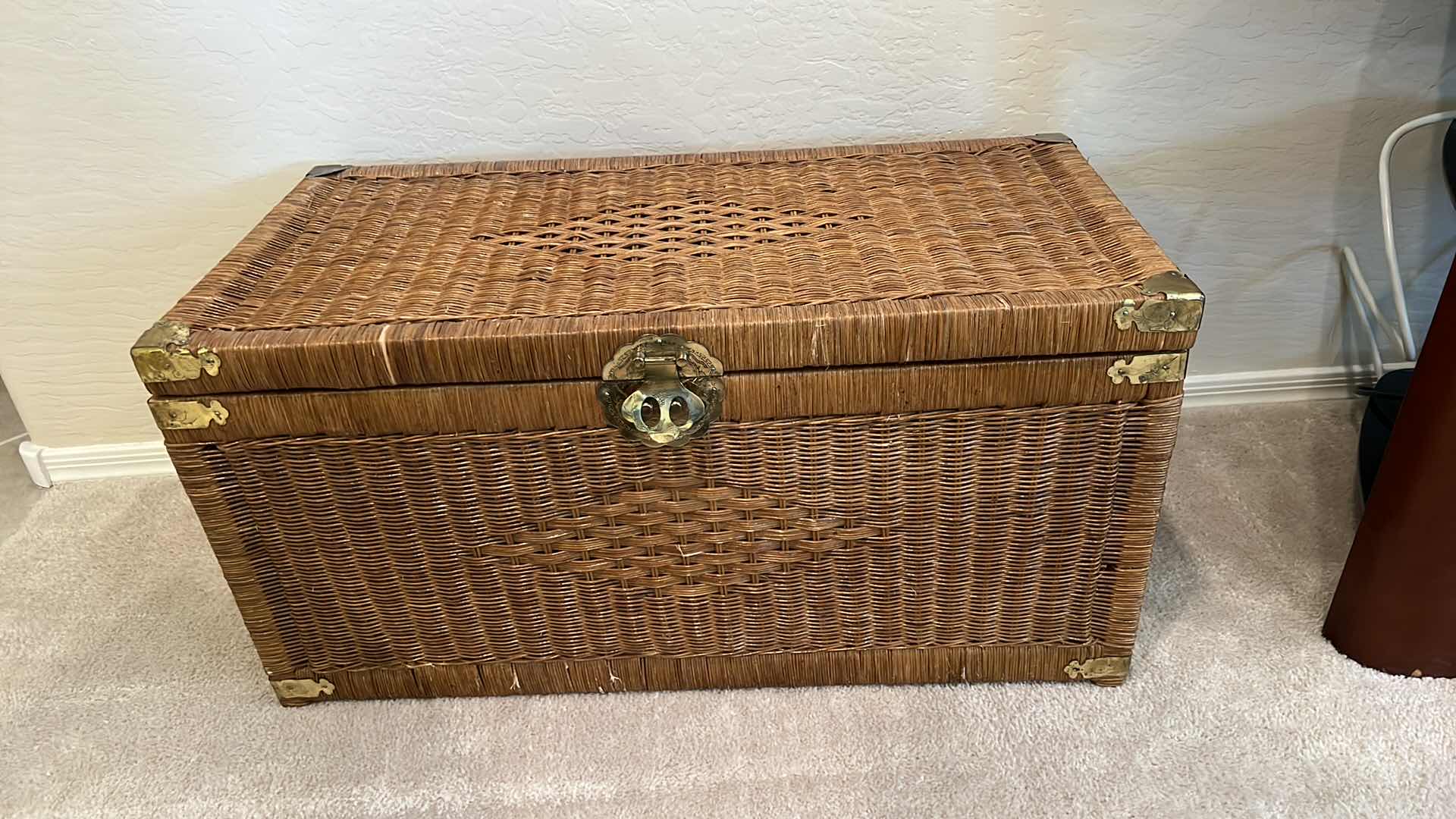 Photo 1 of WICKER W BRASS ACCENTS STORAGE CHEST 32” x 16” H16”