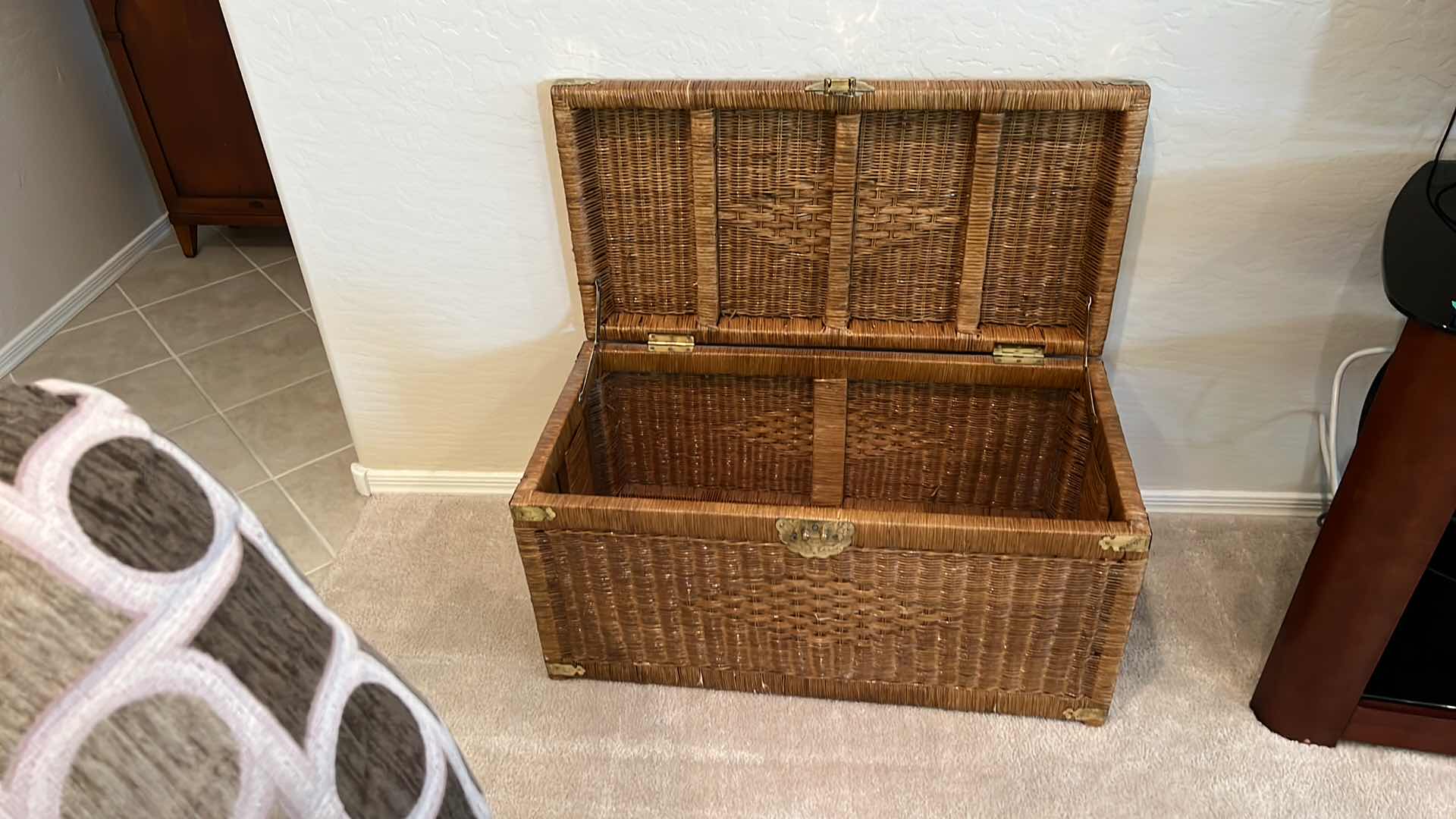 Photo 1 of WICKER W BRASS ACCENTS STORAGE CHEST 32” x 16” H16”
