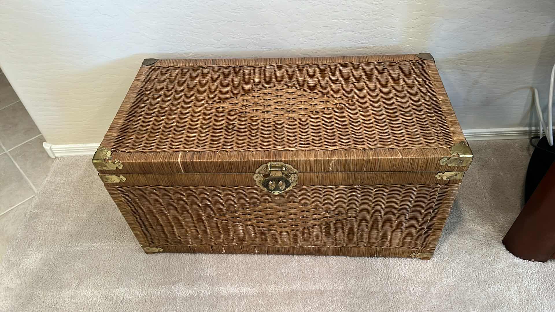 Photo 1 of WICKER W BRASS ACCENTS STORAGE CHEST 32” x 16” H16”