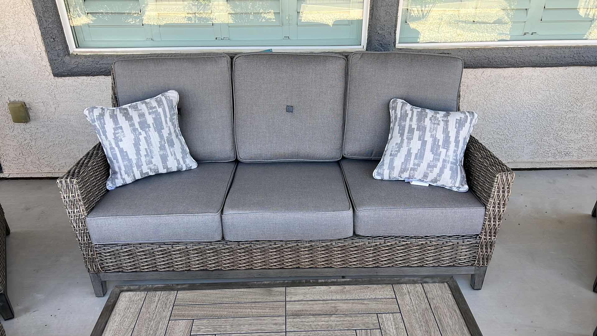 Photo 1 of SUNBRELLA WICKER PATIO SOFA 76” x 30” H36” (SOFA ONLY, ALL OTHER ITEMS SOLD SEPARATELY)