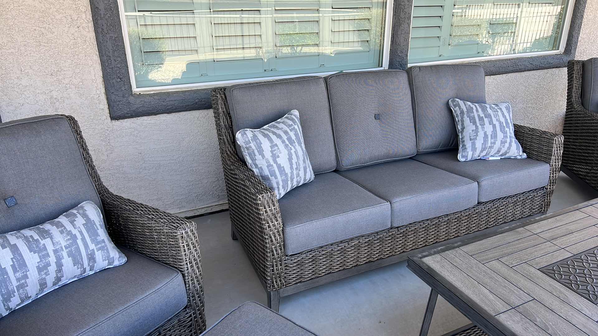 Photo 1 of SUNBRELLA WICKER PATIO SOFA 76” x 30” H36” (SOFA ONLY, ALL OTHER ITEMS SOLD SEPARATELY)