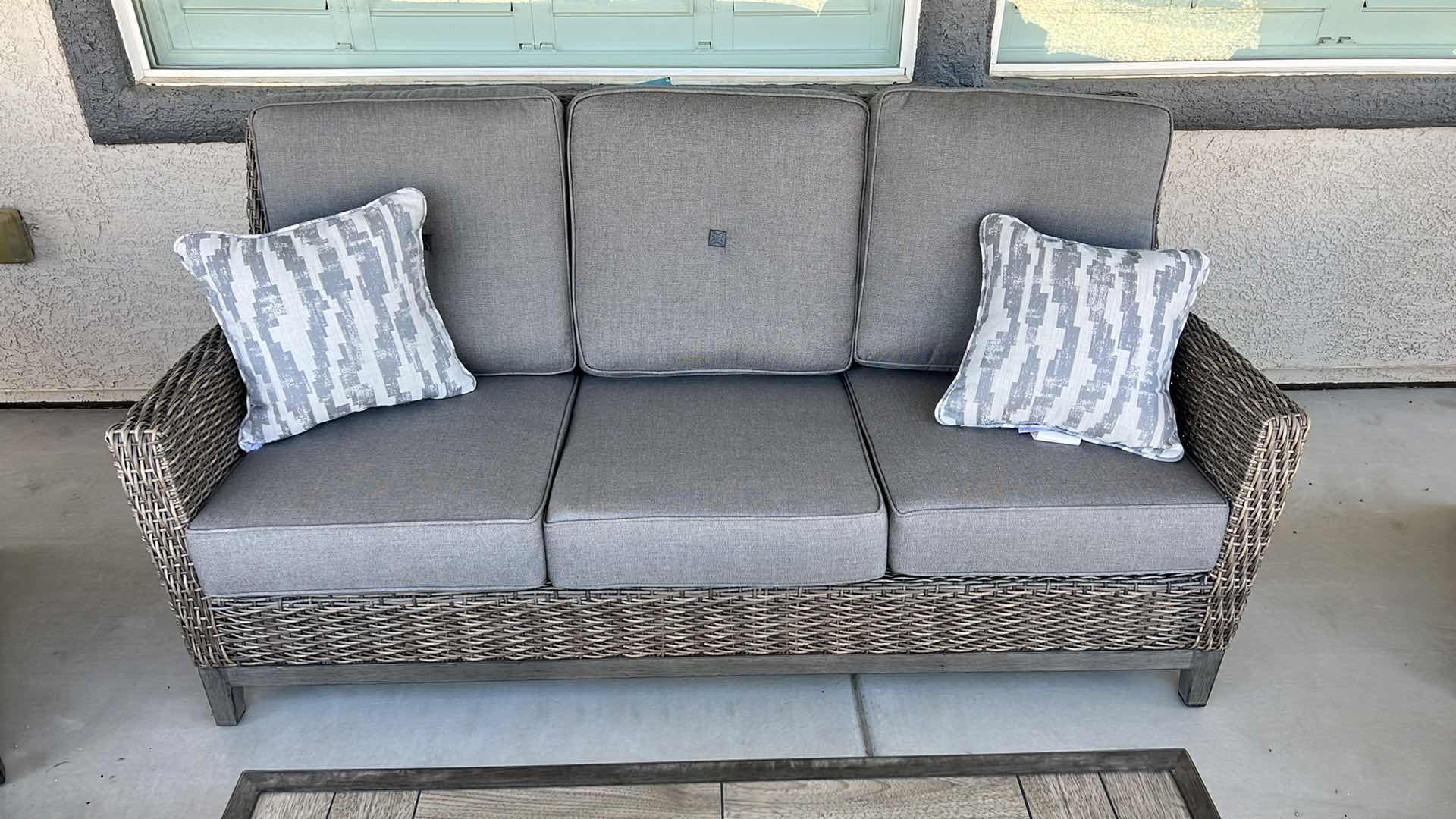 Photo 1 of SUNBRELLA WICKER PATIO SOFA 76” x 30” H36” (SOFA ONLY, ALL OTHER ITEMS SOLD SEPARATELY)