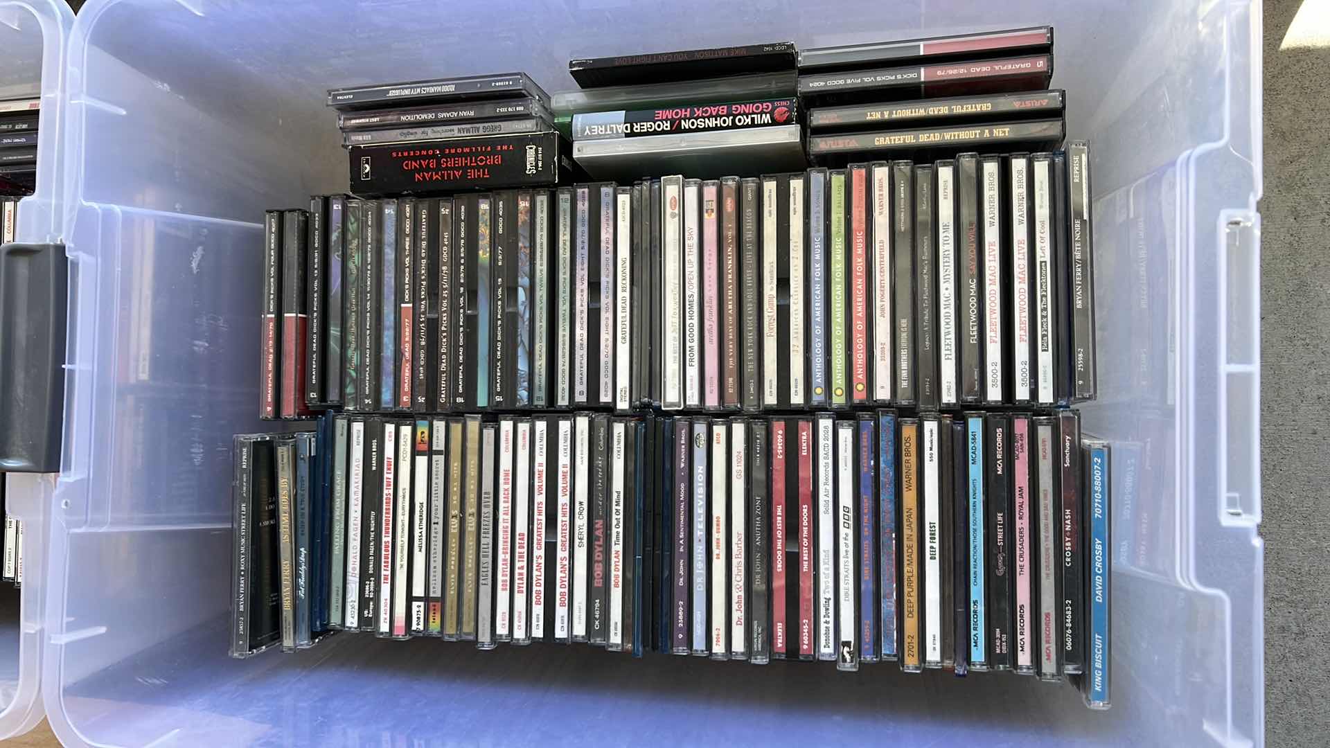 Photo 2 of 2-PLASTIC TOTES W VARIOUS ARTISTS/ TITLES CD’S (TOTES NOT INCLUDED)