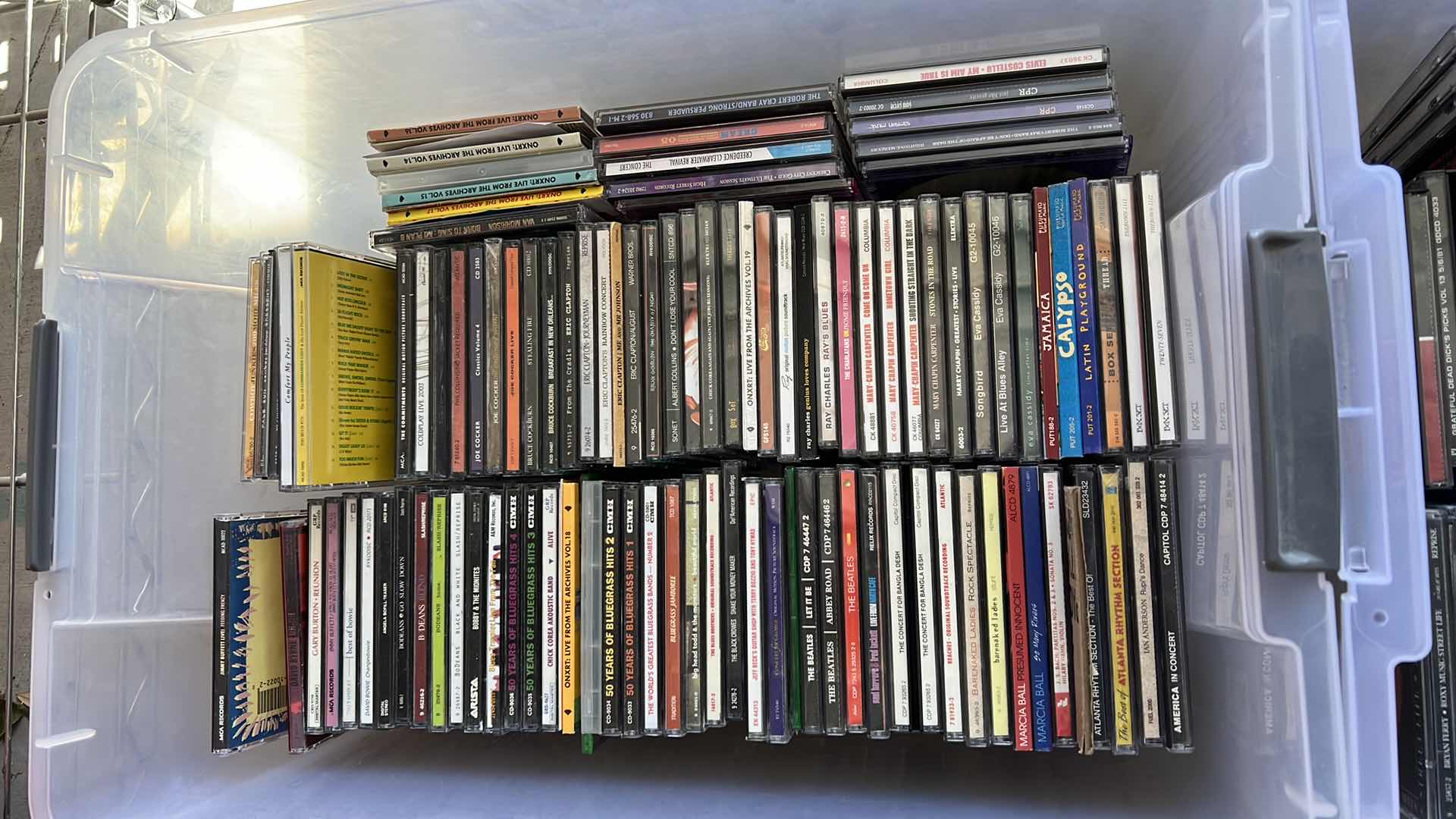 Photo 3 of 2-PLASTIC TOTES W VARIOUS ARTISTS/ TITLES CD’S (TOTES NOT INCLUDED)