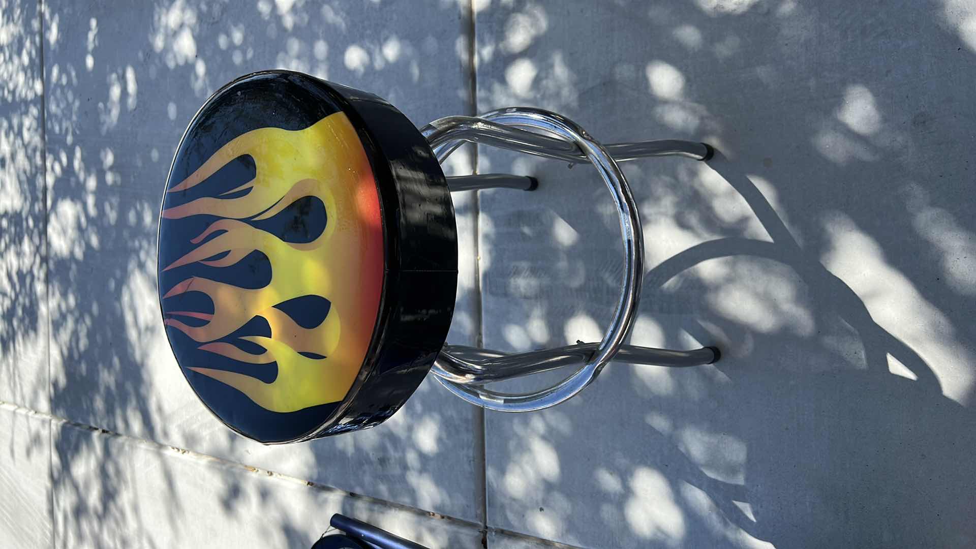 Photo 1 of BLACK LEATHER W FIRE FLAMES BAR STOOL