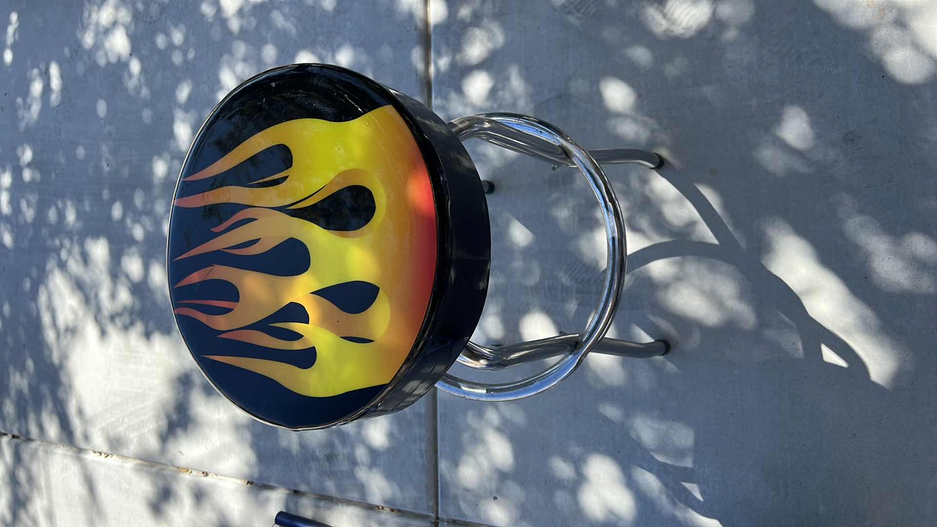 Photo 1 of BLACK LEATHER W FIRE FLAMES BAR STOOL