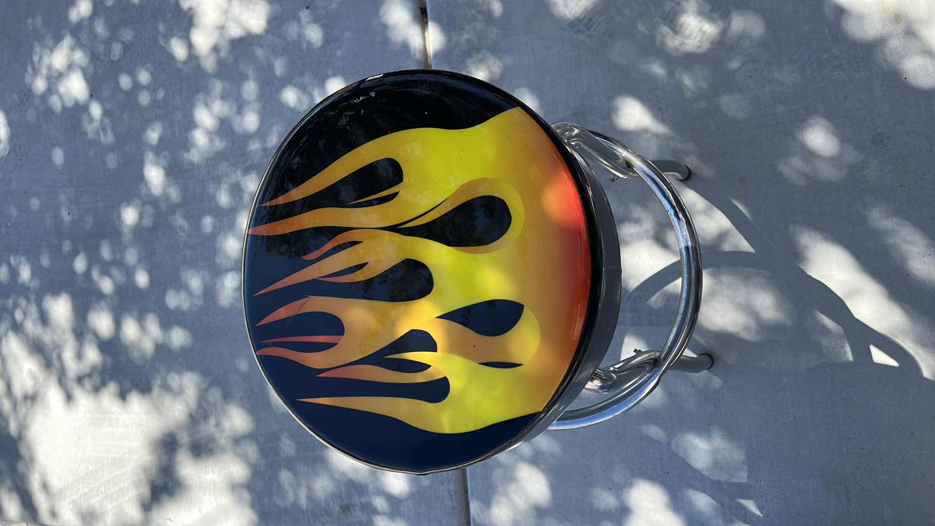 Photo 1 of BLACK LEATHER W FIRE FLAMES BAR STOOL