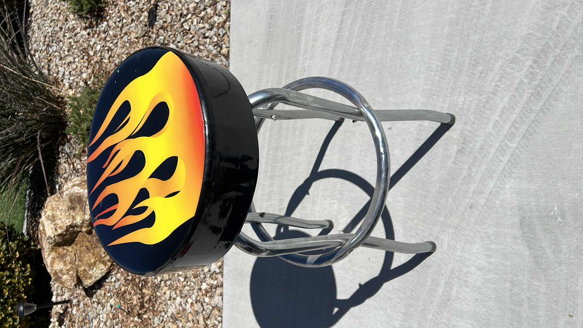 Photo 1 of BLACK LEATHER W FIRE FLAMES BAR STOOL