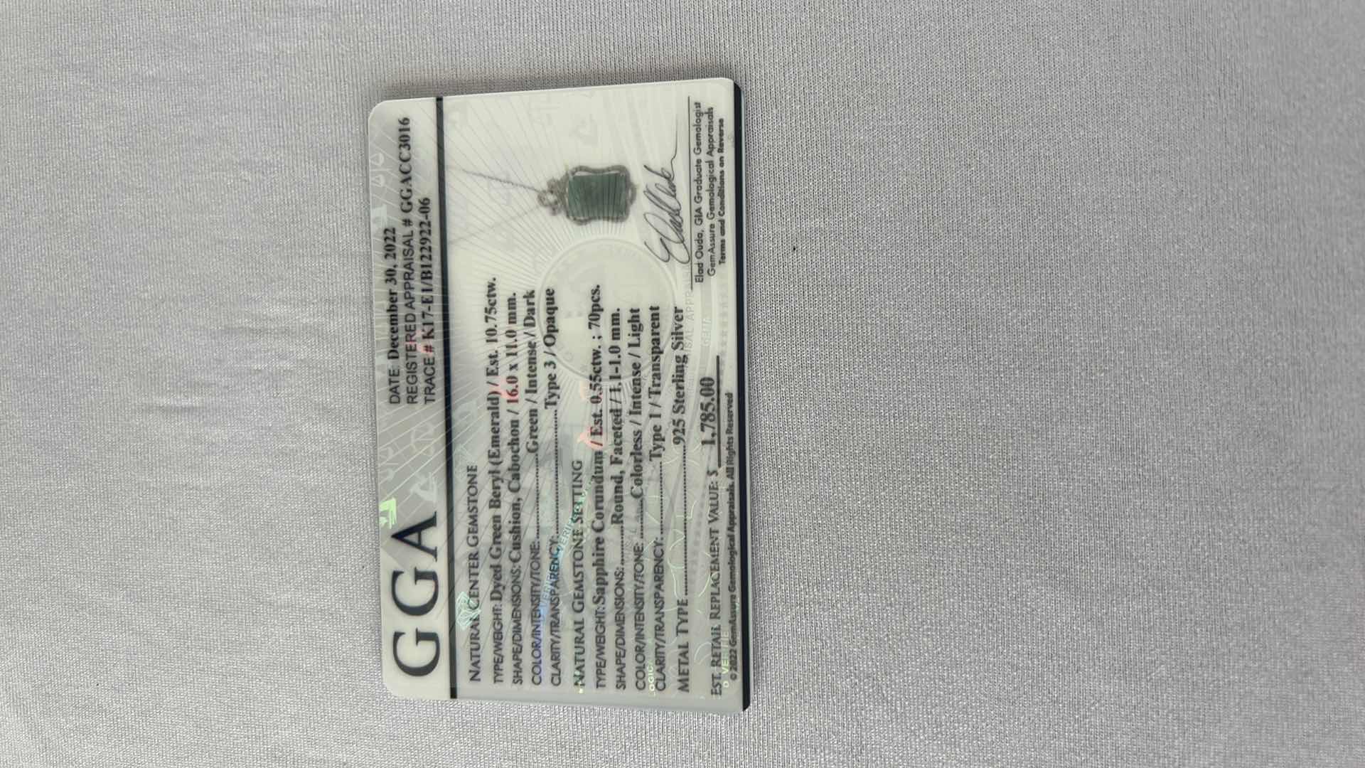 Photo 1 of 925 STERLING SILVER DYED GREEN BERYL EMERALD & SAPPHIRE CORUNDUM NECKLACE (GGA CERTIFIED)   NK015380