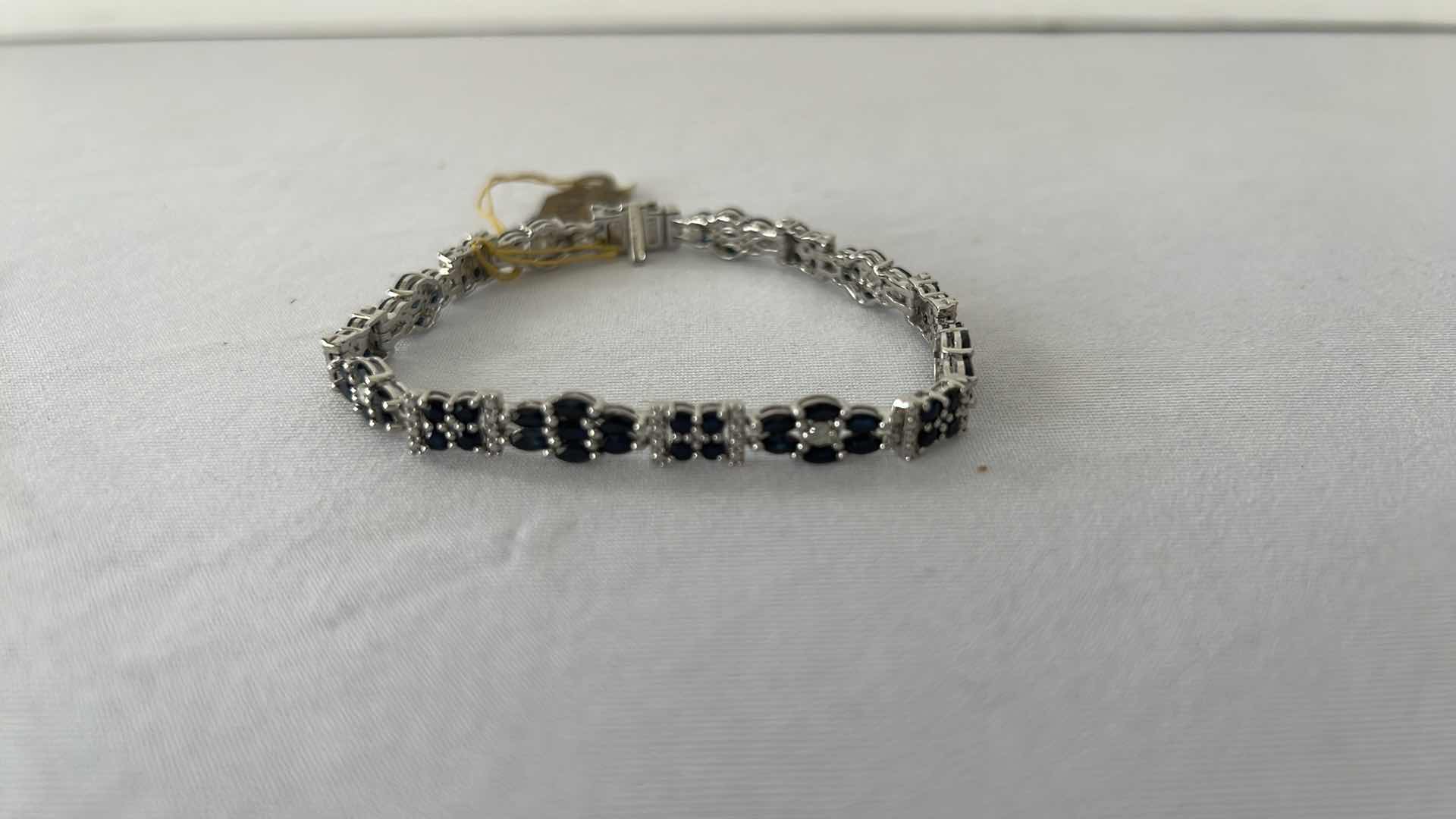 Photo 1 of 925 STERLING SILVER SAPPHIRE CORUNDUM & DIAMOND BRACELET-GGA CERTIFIED   BR098022