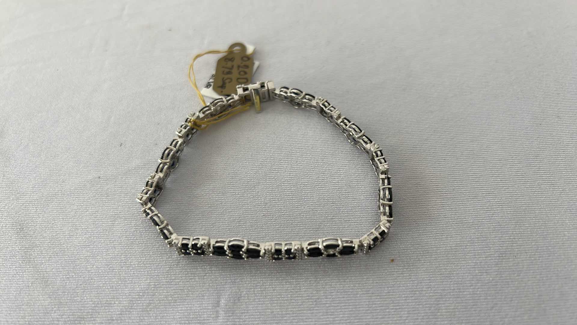 Photo 1 of 925 STERLING SILVER SAPPHIRE CORUNDUM & DIAMOND BRACELET-GGA CERTIFIED   BR098022